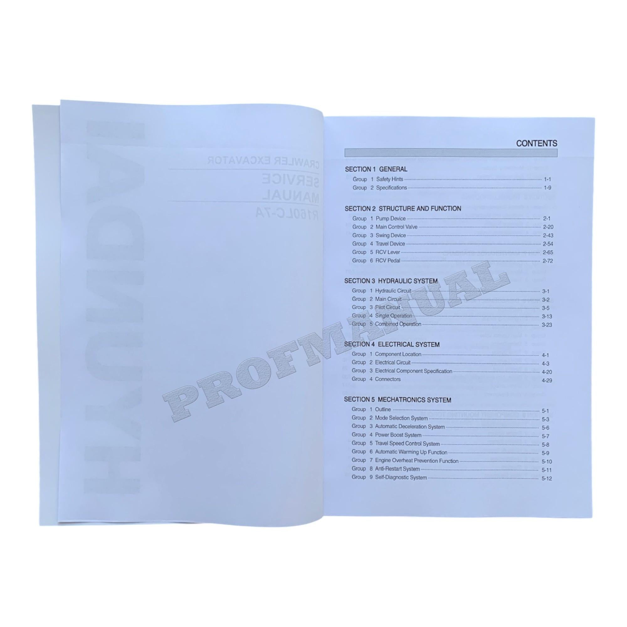 Hyundai R160LC-7A CRAWLER EXCAVATOR Hardcover Repair Service Manual