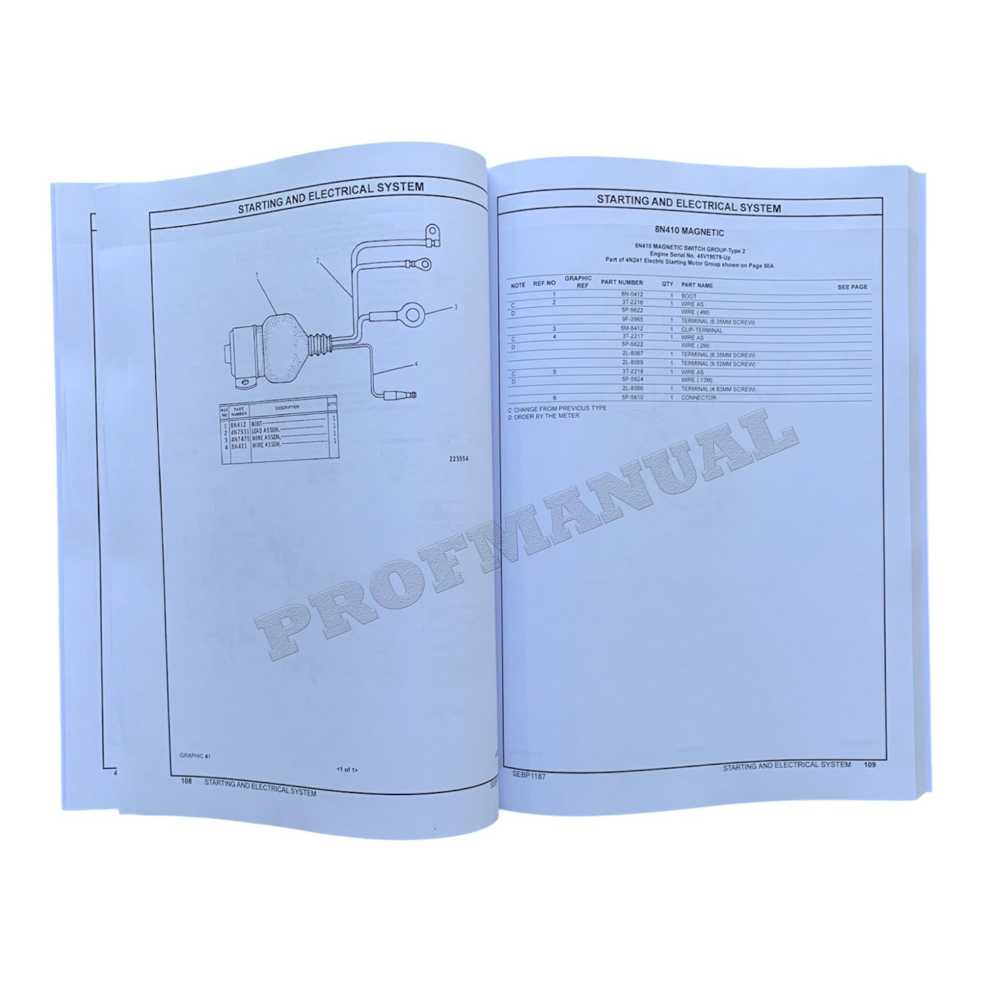 Caterpillar Cat D3 Tractor Parts Catalog Manual SEBP1187