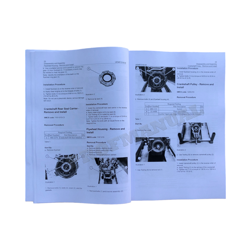 Manual de servicio de la máquina ensamblada con motor Caterpillar C2.4 Tier 4 Final Desmontaje Montaje