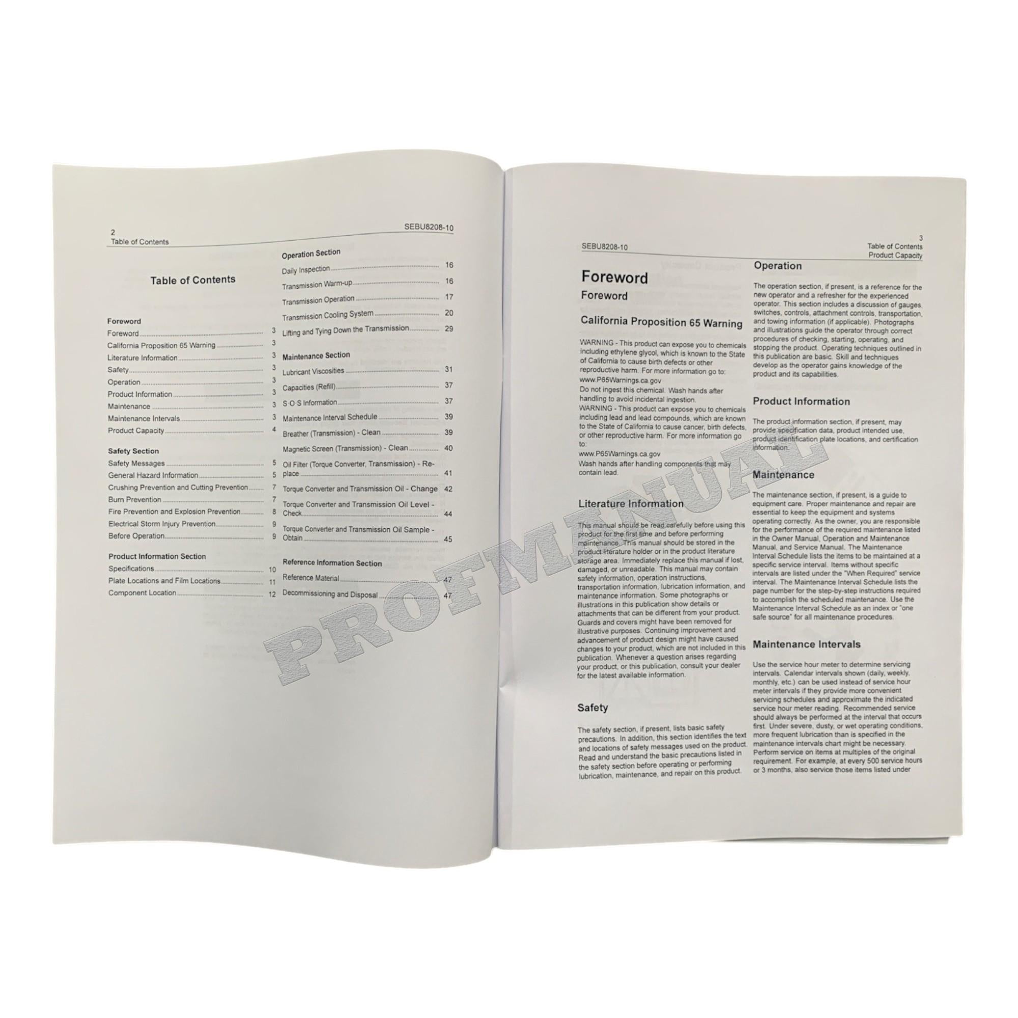 Caterpillar TH55FT-E90 PETROLEUM TRANSMISSION Service Manual *Send serial number