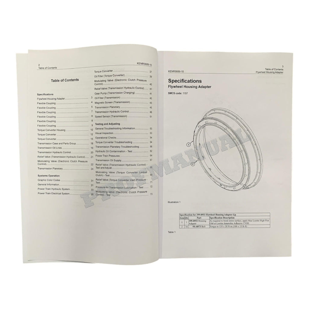 Caterpillar TH55FT-E90 PETROLEUM TRANSMISSION Service Manual *Send serial number