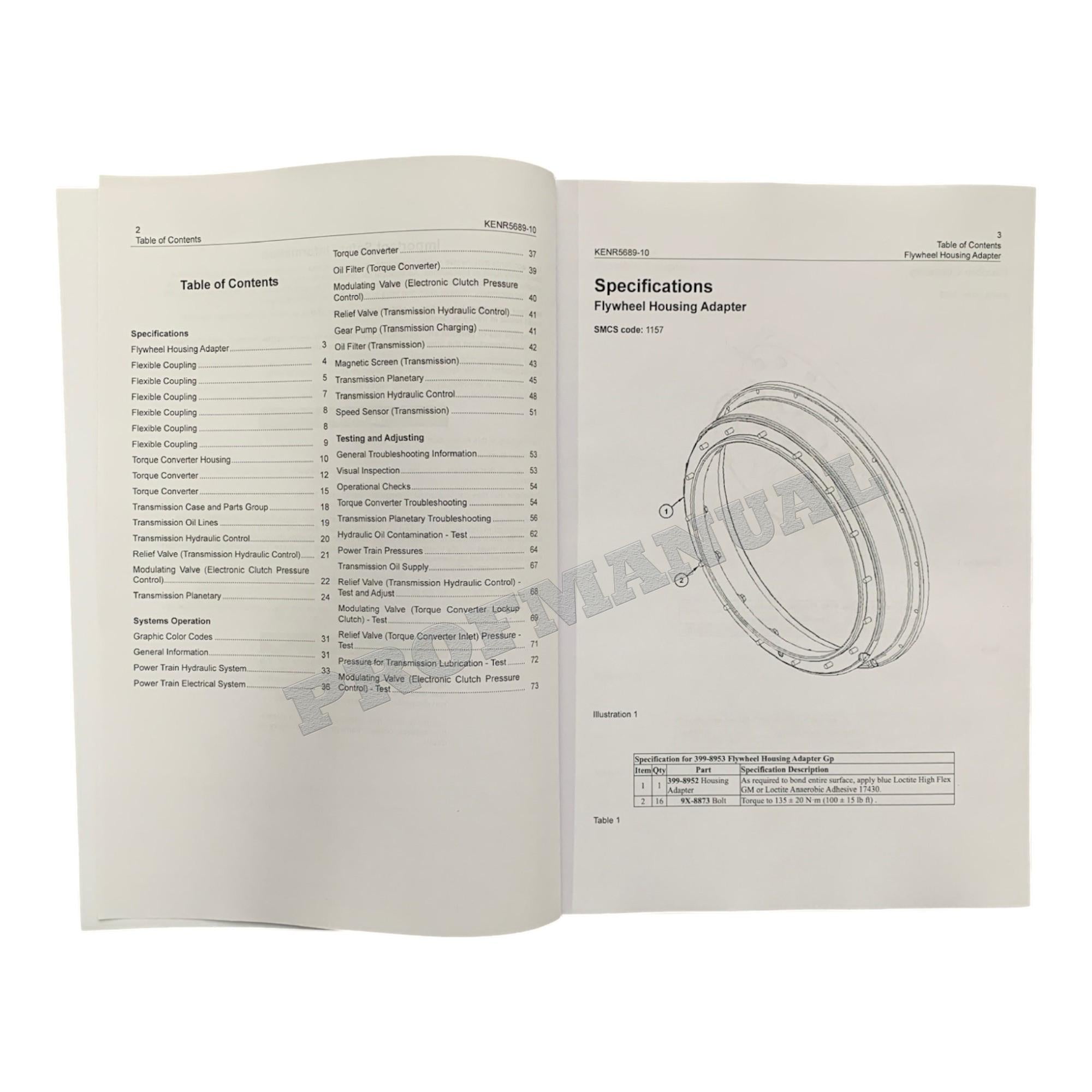 Caterpillar TH55FT-E90 PETROLEUM TRANSMISSION Service Manual *Send serial number