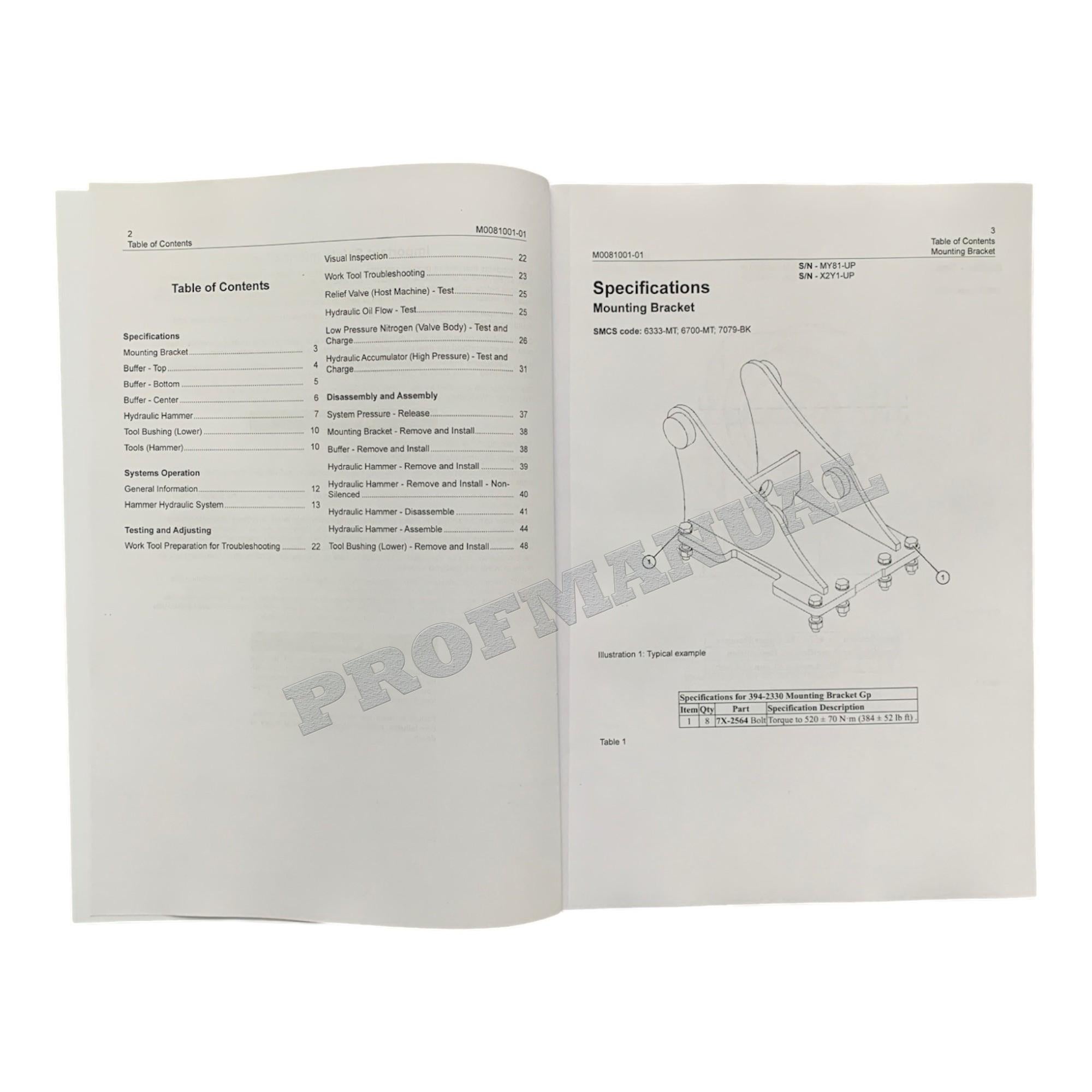 Manual de servicio completo del martillo Caterpillar H80E *Enviar número de serie