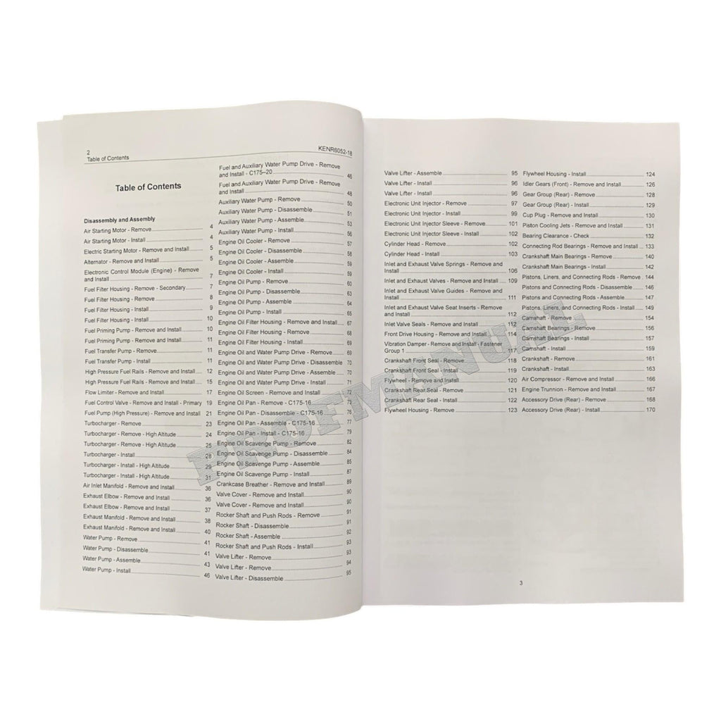Caterpillar C175-16 C175-20 Engine Truck Disassem Assem Test Adjust Full Service Manual