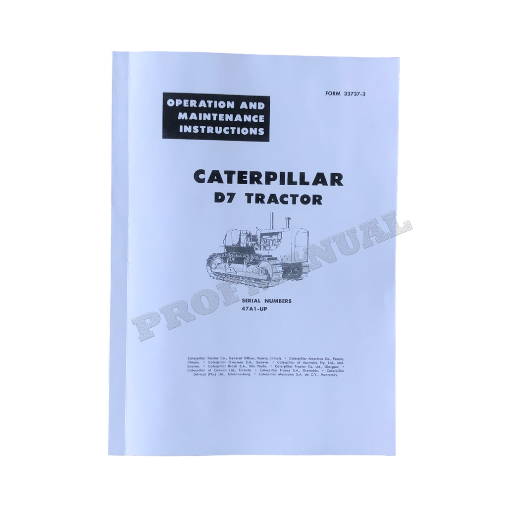 Manual de mantenimiento del operador del tractor Caterpillar D7 47A1-Up