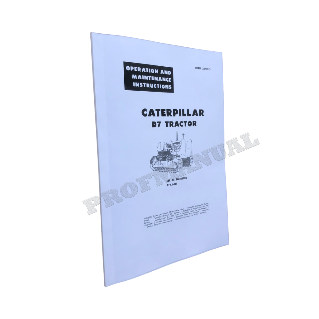 Manual de mantenimiento del operador del tractor Caterpillar D7 47A1-Up