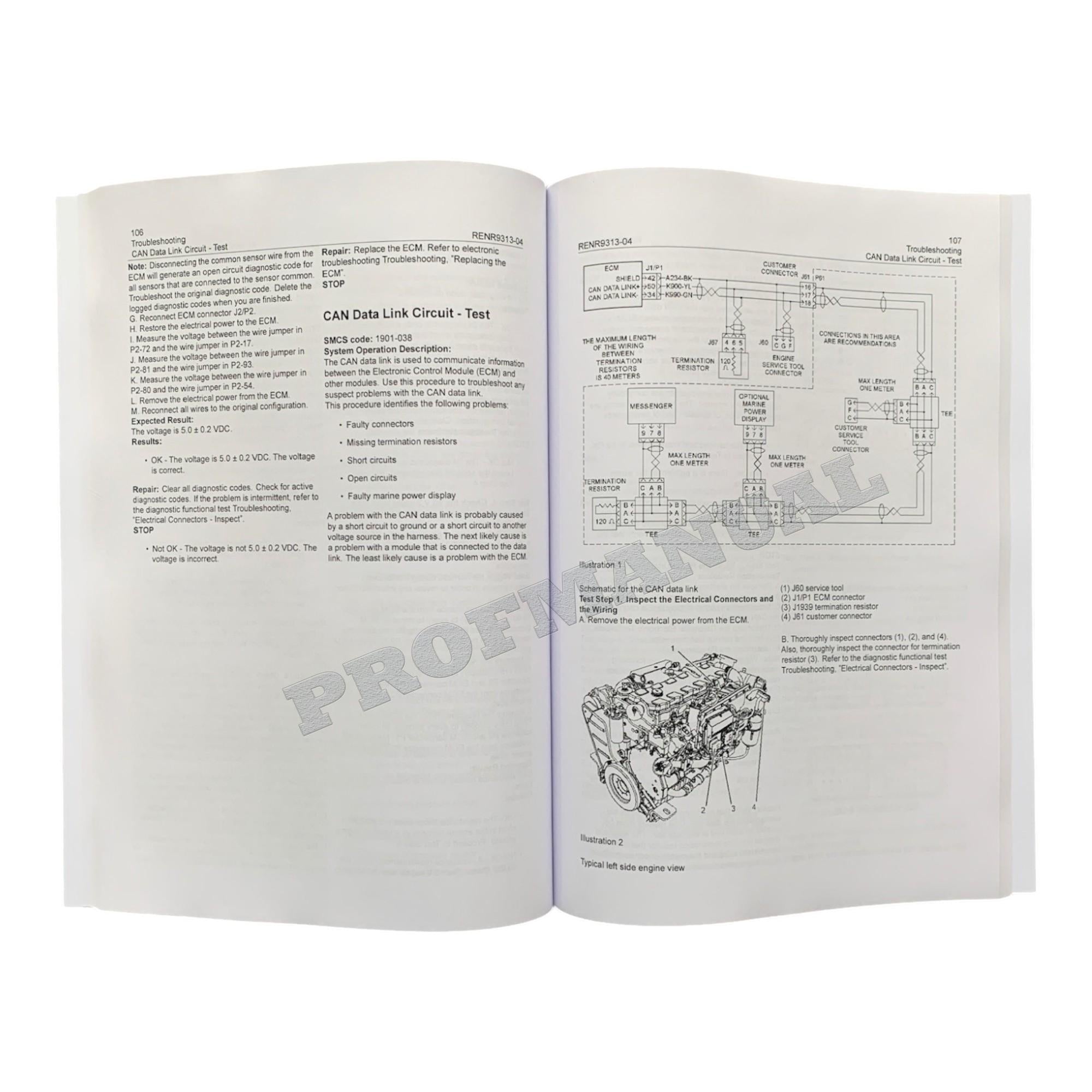 Caterpillar C7 Marine Engine Full Service Manual *Send serial number