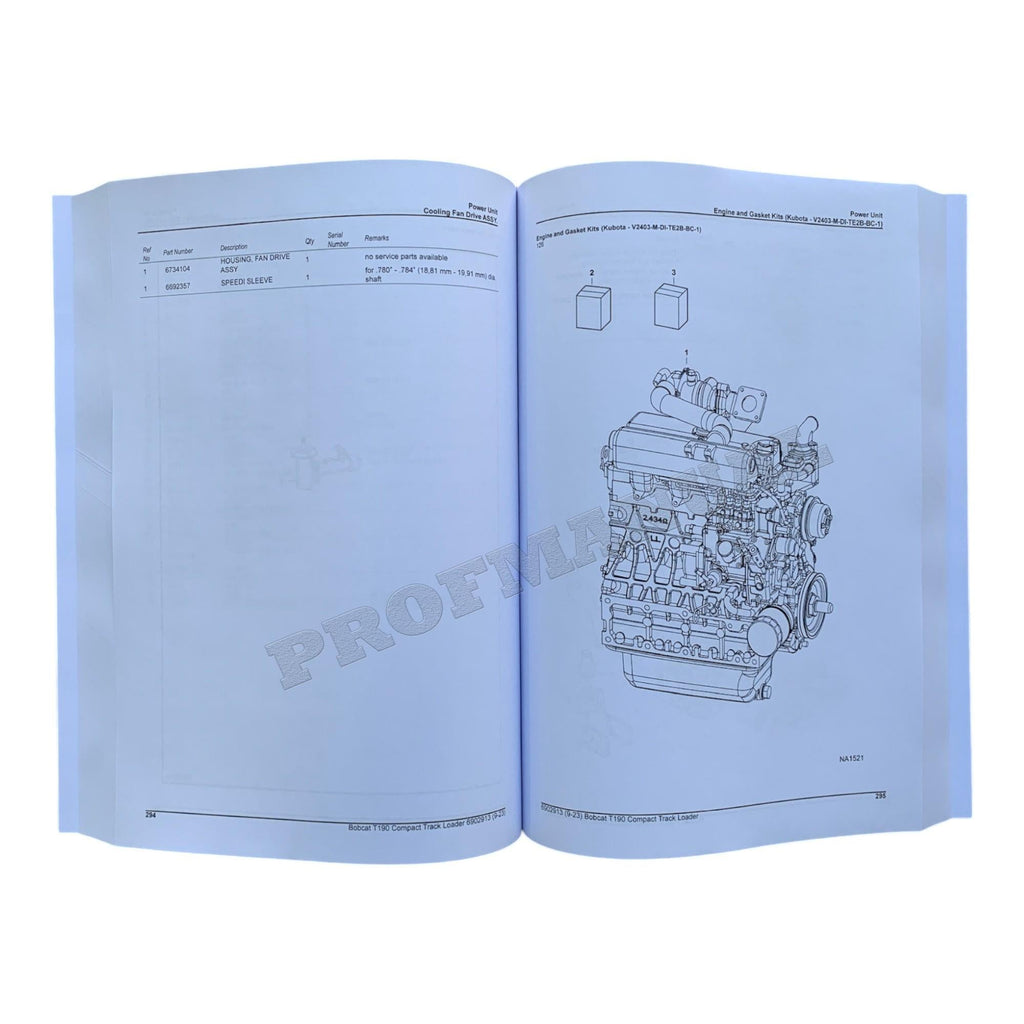 Bobcat T190 Compact Track Loader Parts Catalog Manual 527711001- 527811001-