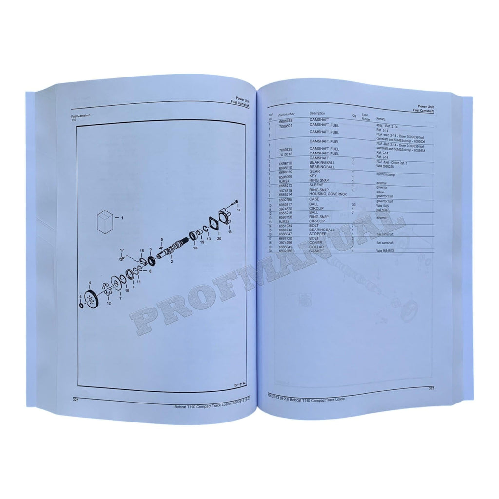 Bobcat T190 Compact Track Loader Parts Catalog Manual 527711001- 527811001-