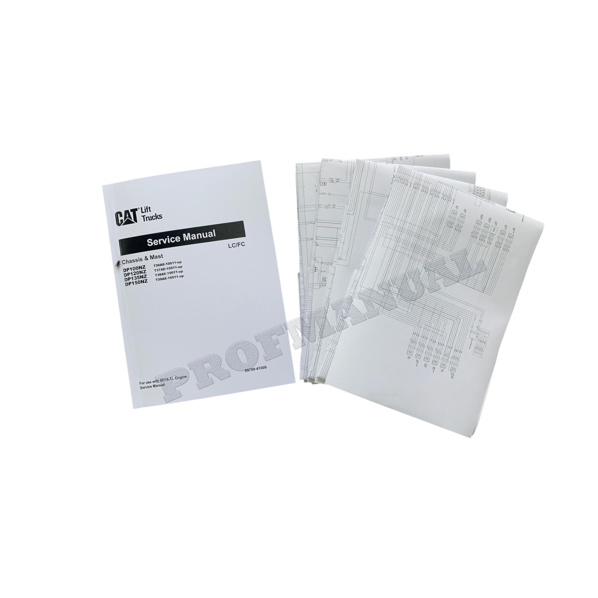 Manual de servicio de montacargas Caterpillar DP100NZ, DP120NZ, DP135NZ y DP150NZ