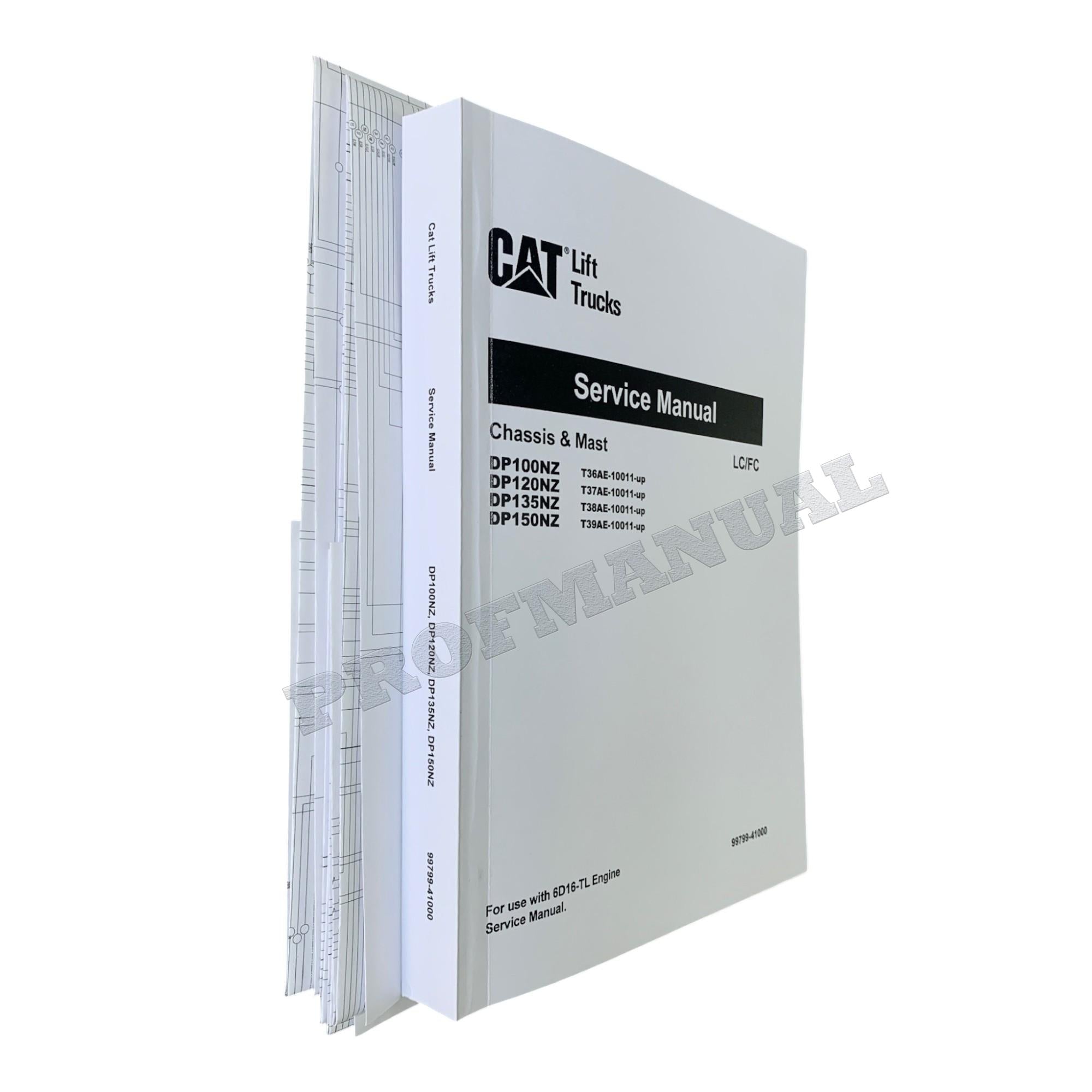 Manual de servicio de montacargas Caterpillar DP100NZ, DP120NZ, DP135NZ y DP150NZ