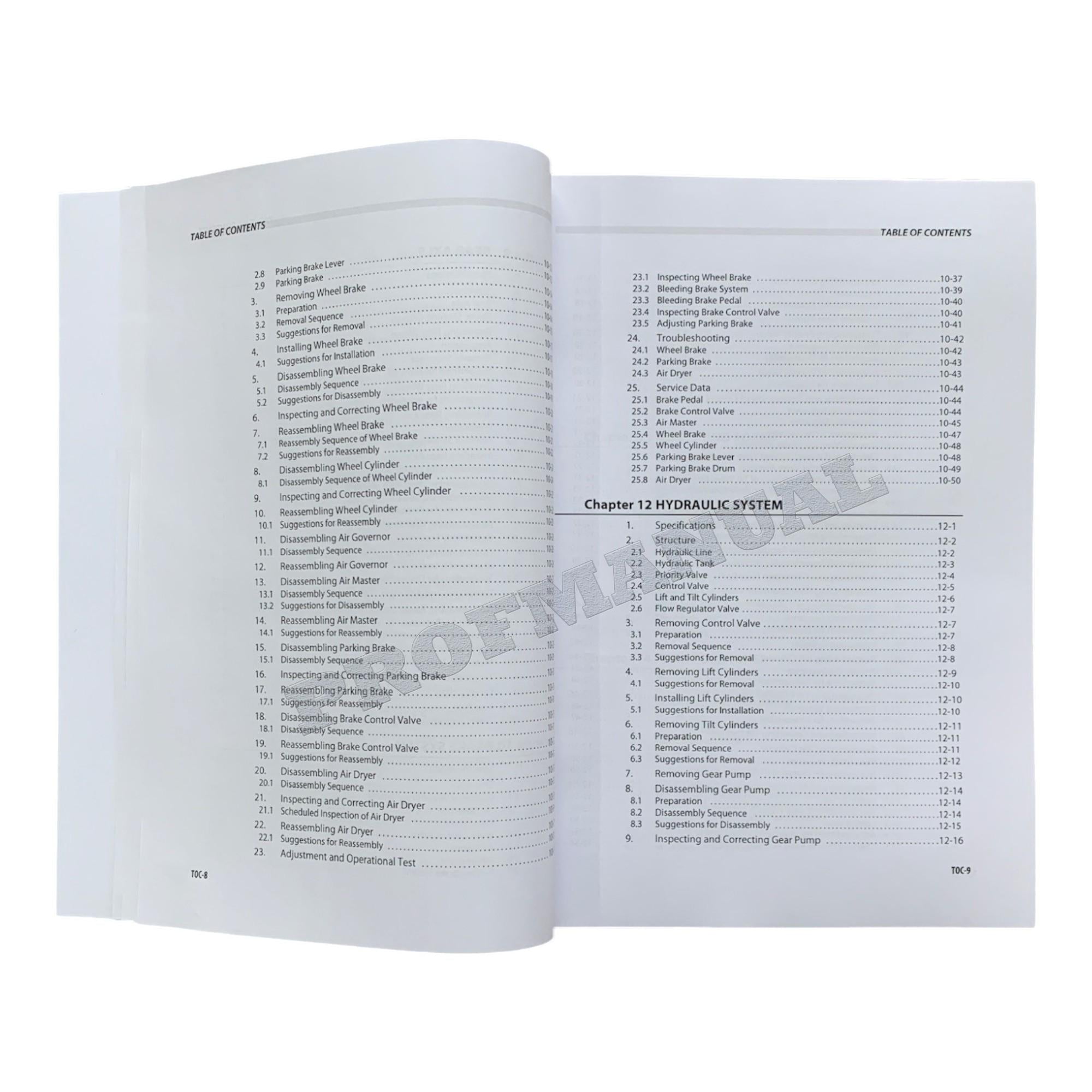 Manual de servicio de montacargas Caterpillar DP100NZ, DP120NZ, DP135NZ y DP150NZ
