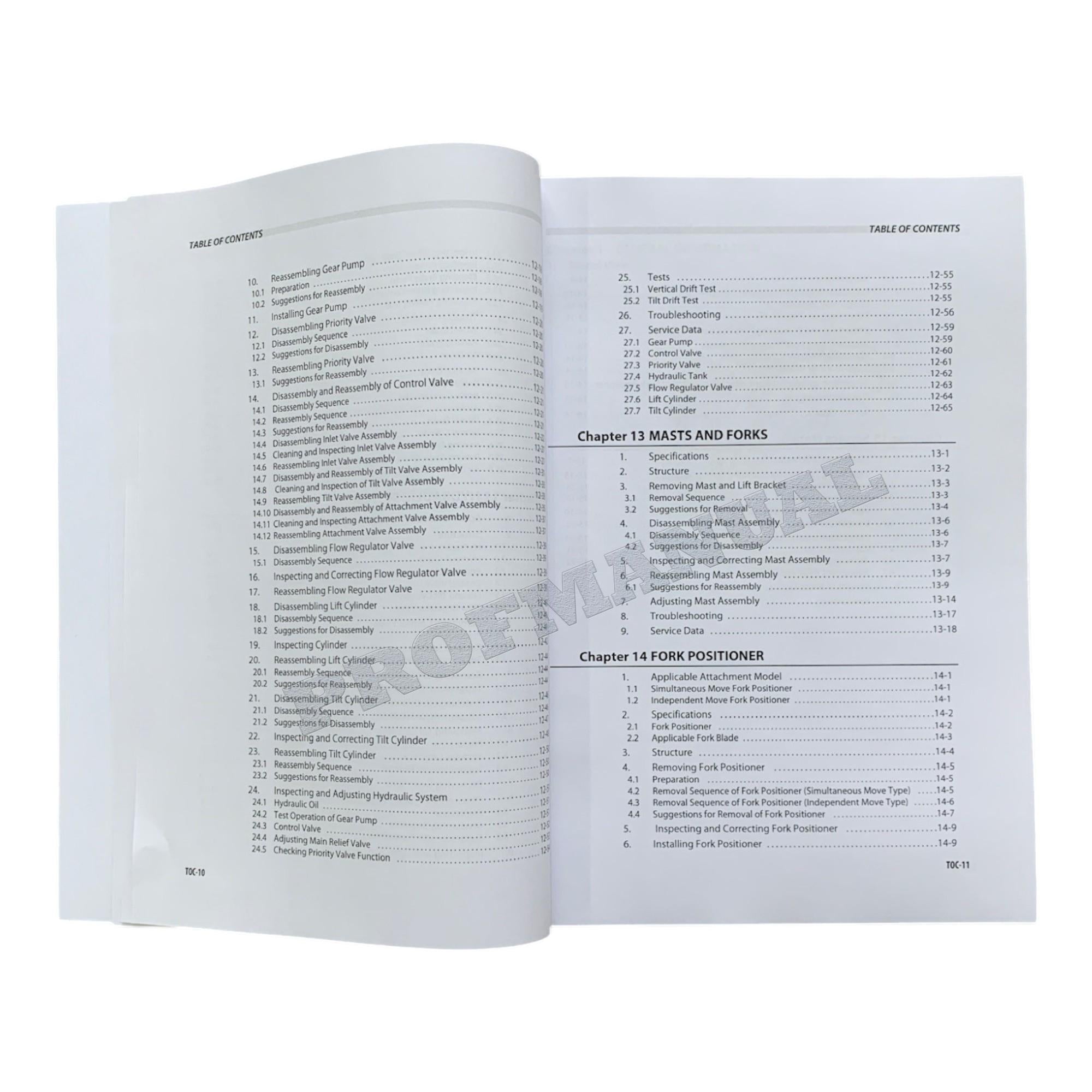 Manual de servicio de montacargas Caterpillar DP100NZ, DP120NZ, DP135NZ y DP150NZ
