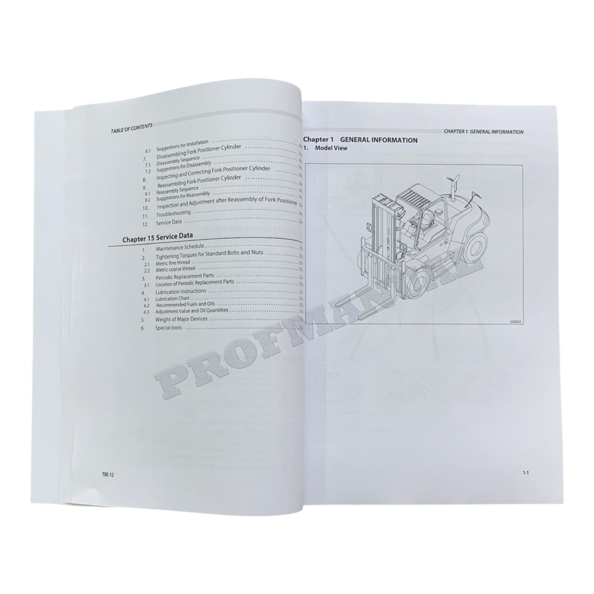Manual de servicio de montacargas Caterpillar DP100NZ, DP120NZ, DP135NZ y DP150NZ