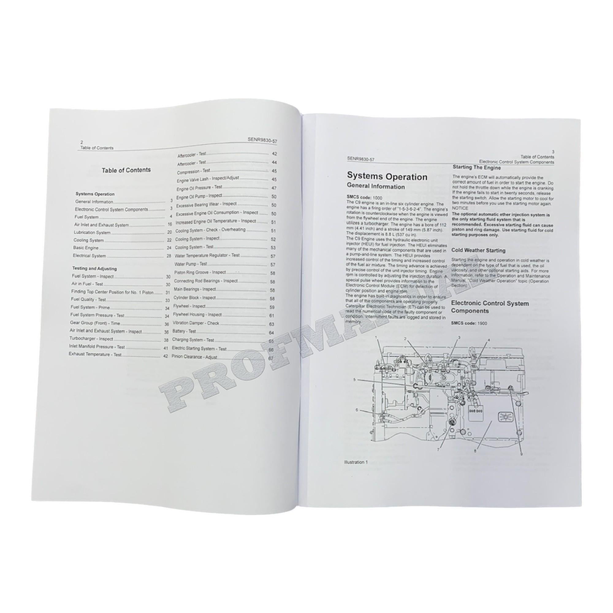 Caterpillar C9 Engine Operation Adjusting Disassem Assem FULL Service Manual *Send S.N.