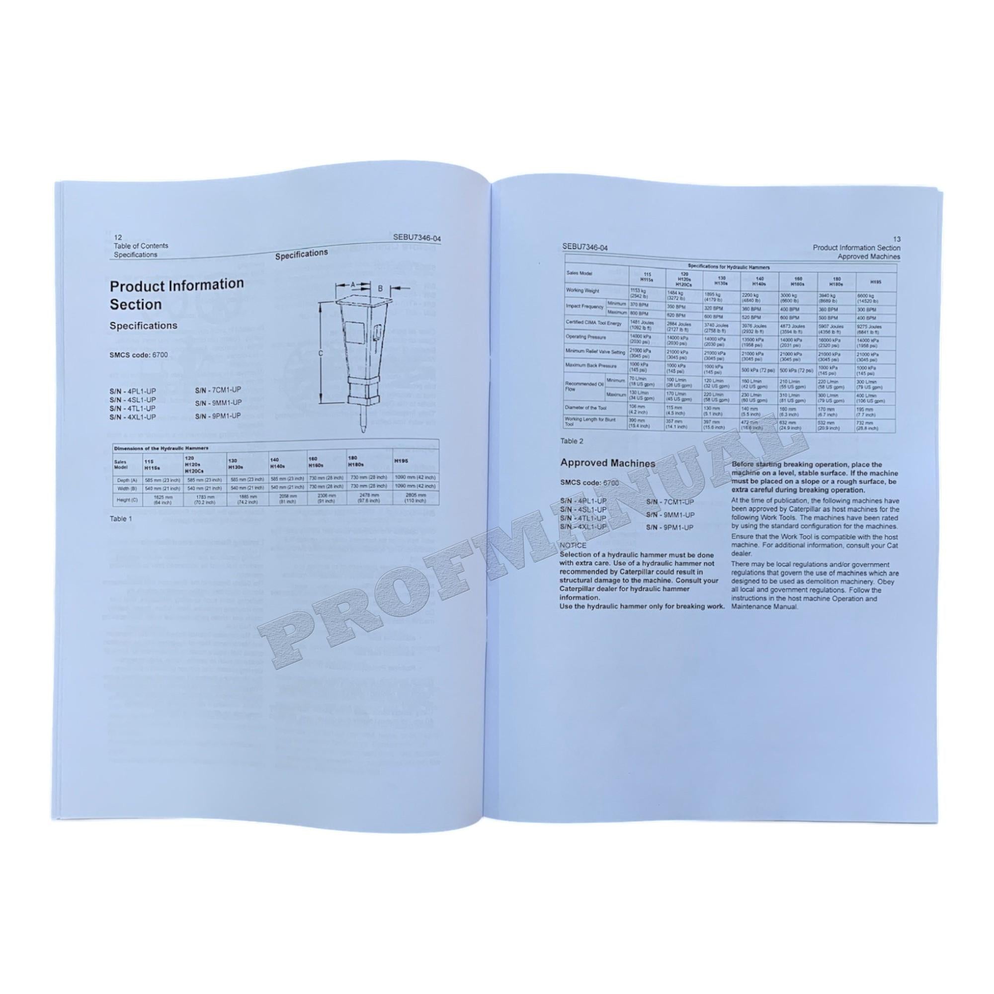 Manual de servicio del martillo hidráulico Caterpillar H115-H115S H120-H120CS H130-H130S