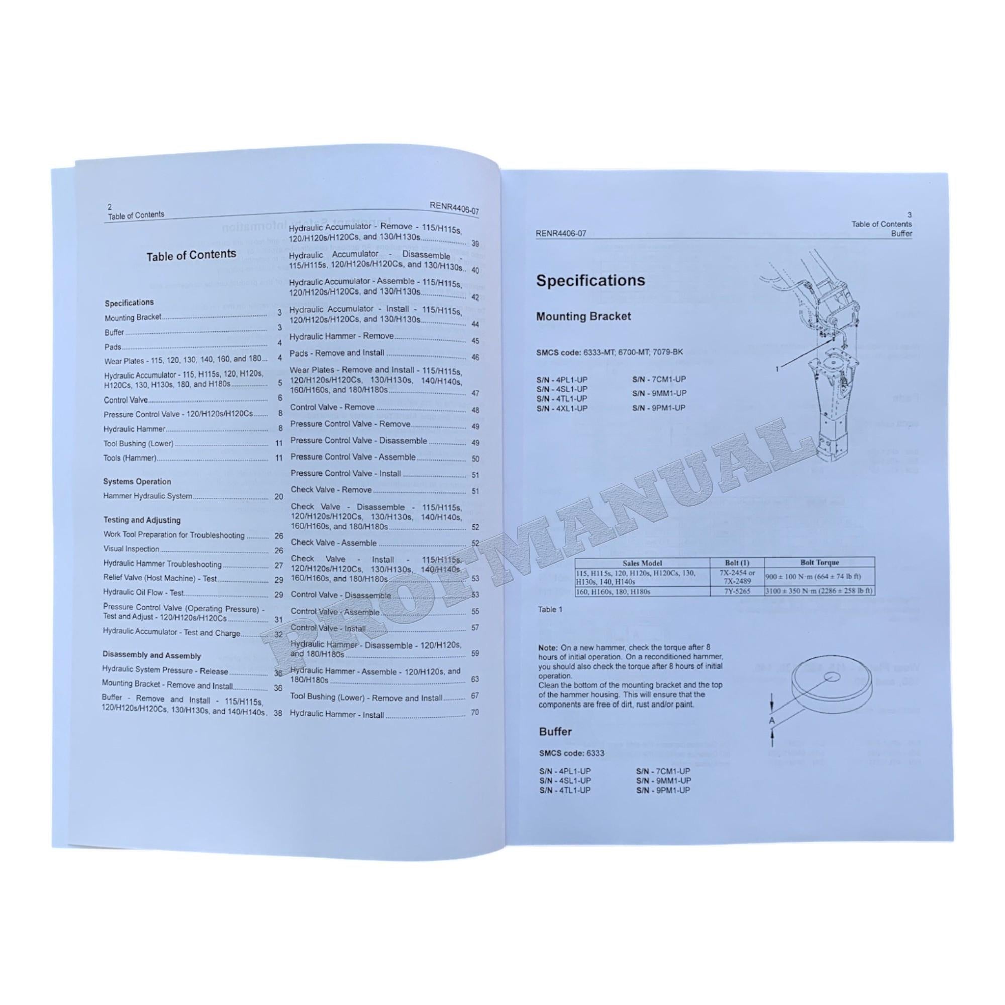 Manual de servicio del martillo hidráulico Caterpillar H115-H115S H120-H120CS H130-H130S