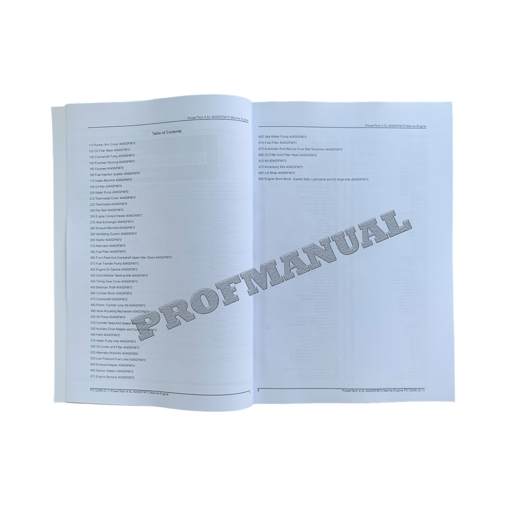 John Deere PowerTech 4.5L 4045DFM70 Marine Engine Parts Catalog Manual + !BONUS!