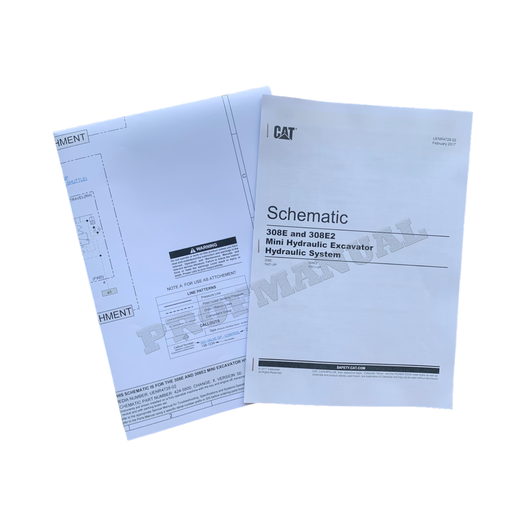 Manual de servicio de la excavadora Caterpillar 308E, conjunto de 7 libros + esquema, serie F8C