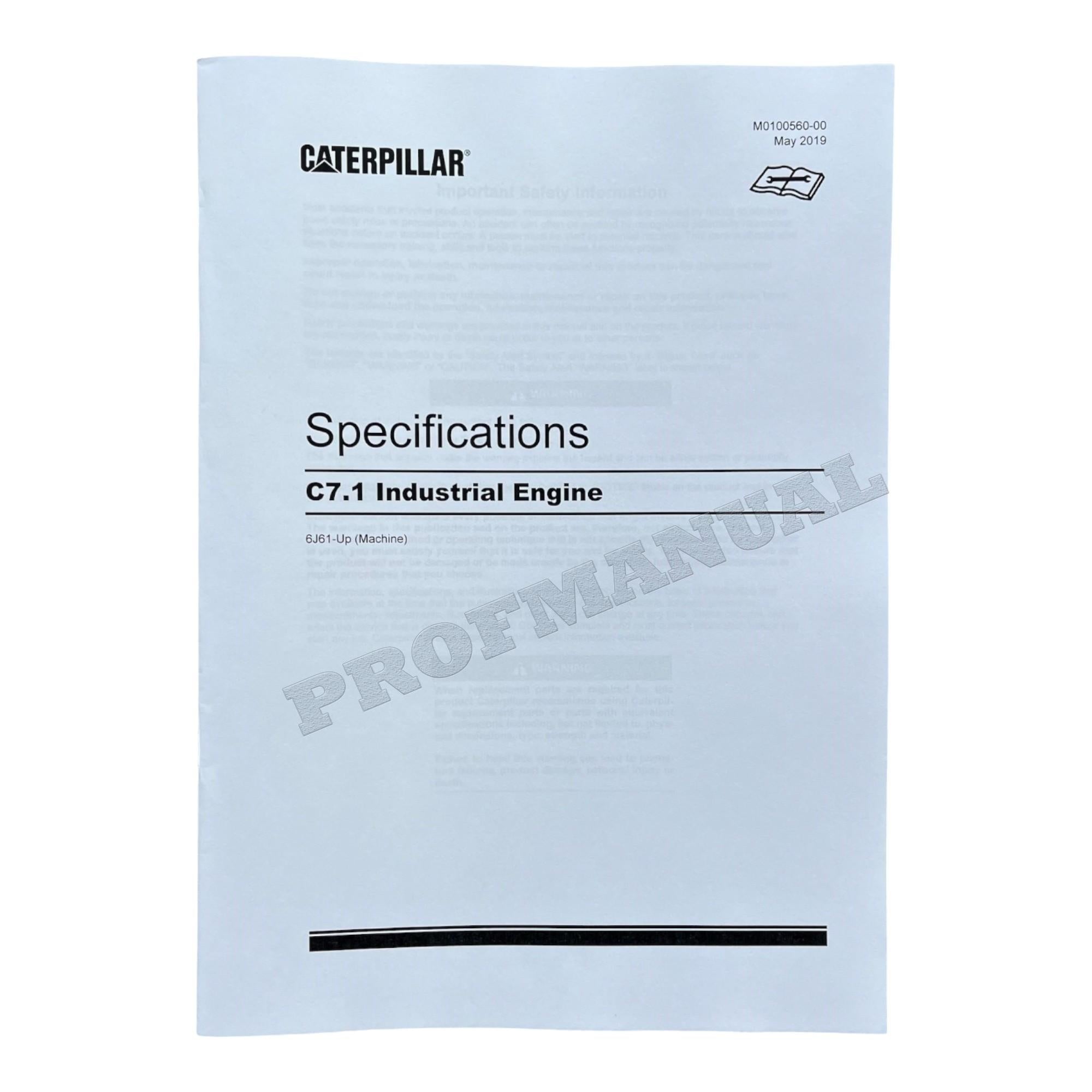 Caterpillar C7.1 INDUSTRIAL ENGINE Full Service Manual *Send serial number