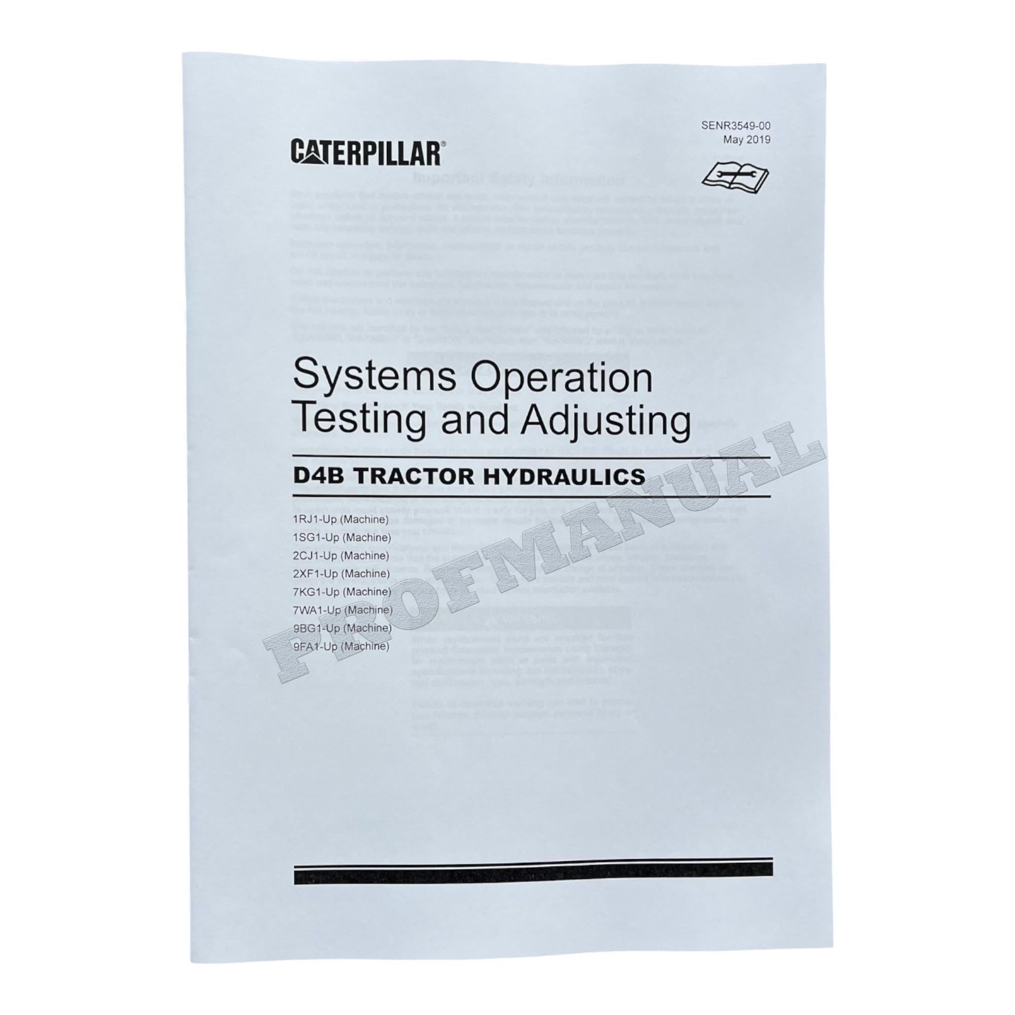 Manual de servicio completo del tractor Caterpillar D4B D4C D4C SERIES II *Enviar número de serie