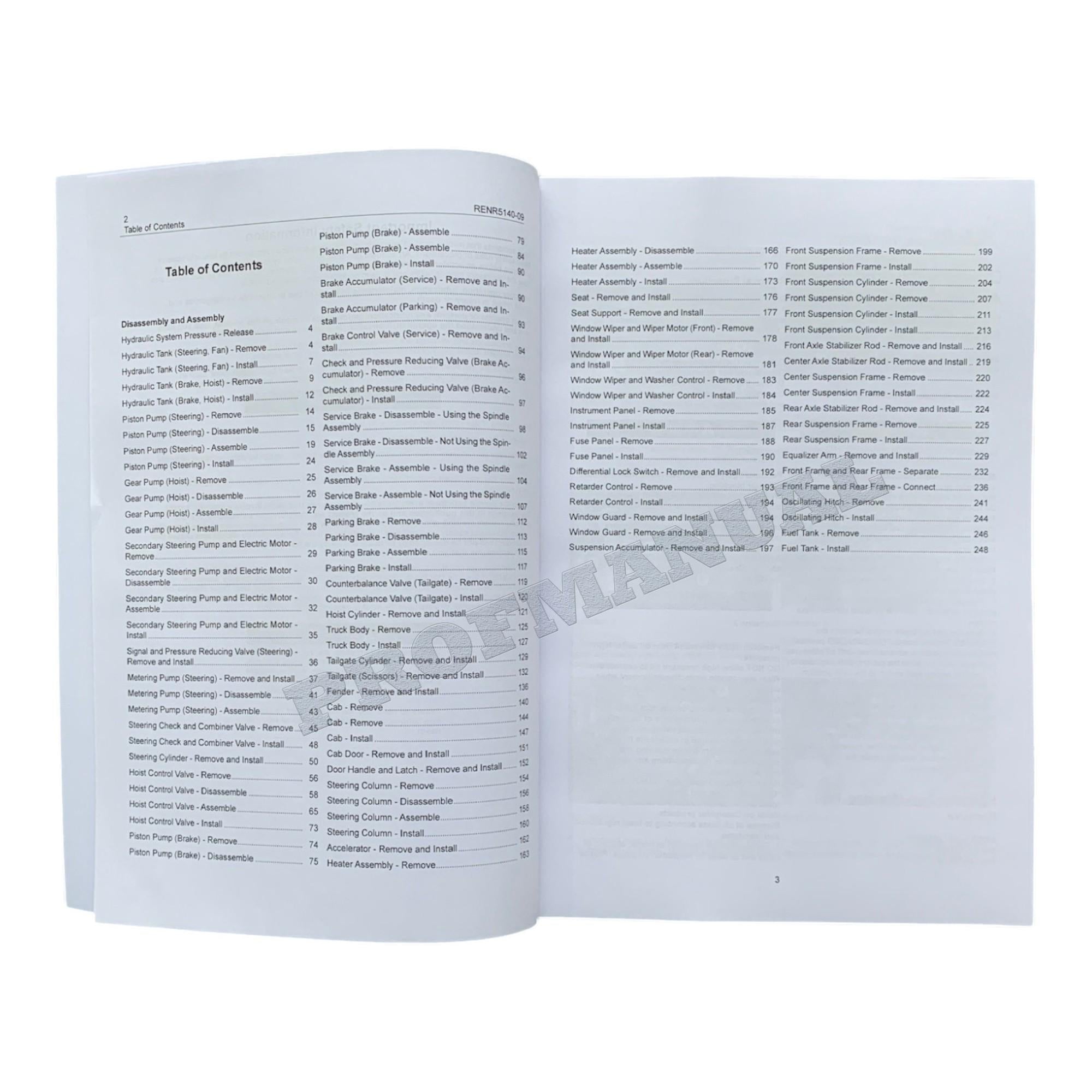 Manual de servicio del sistema de desmontaje y montaje de la máquina del camión eyector Caterpillar 735 740 740