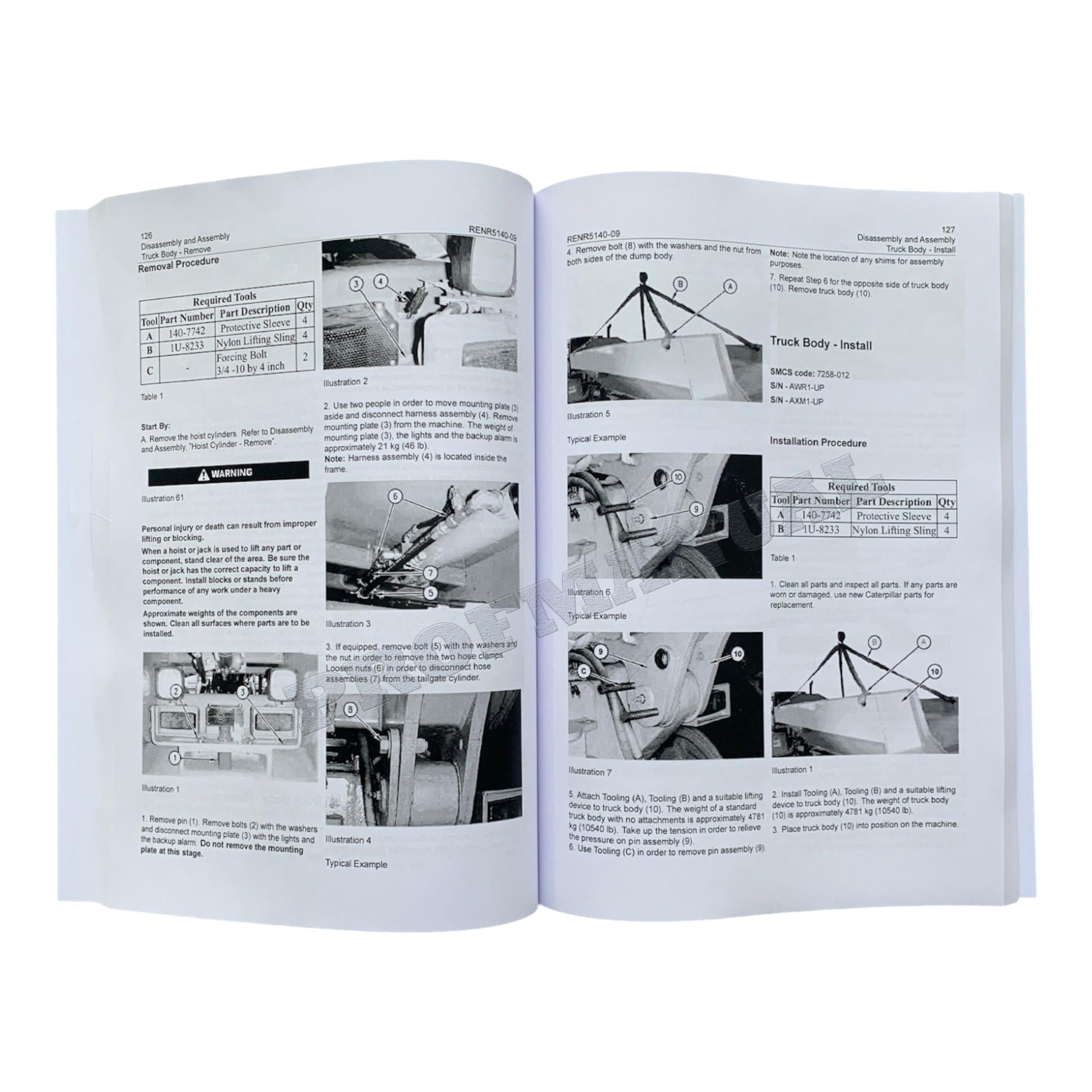 Manual de servicio del sistema de desmontaje y montaje de la máquina del camión eyector Caterpillar 735 740 740