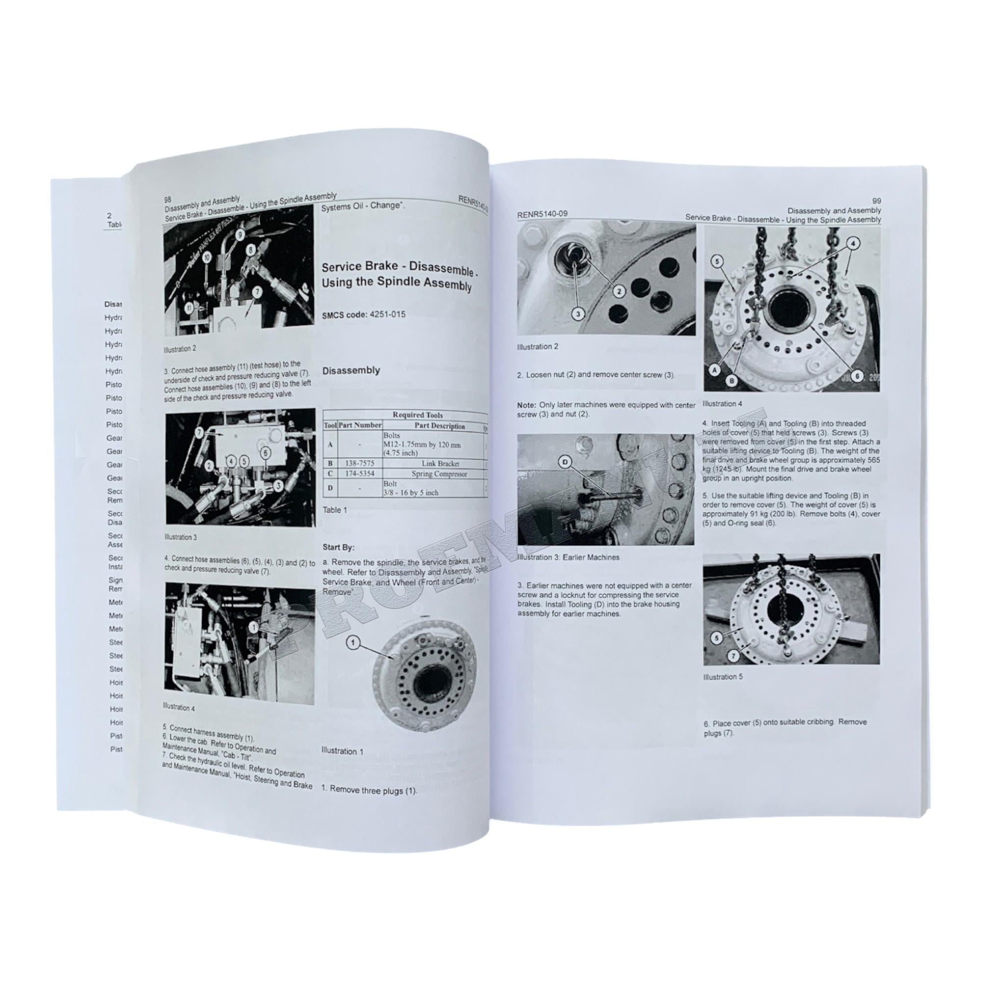 Manual de servicio del sistema de desmontaje y montaje de la máquina del camión eyector Caterpillar 735 740 740