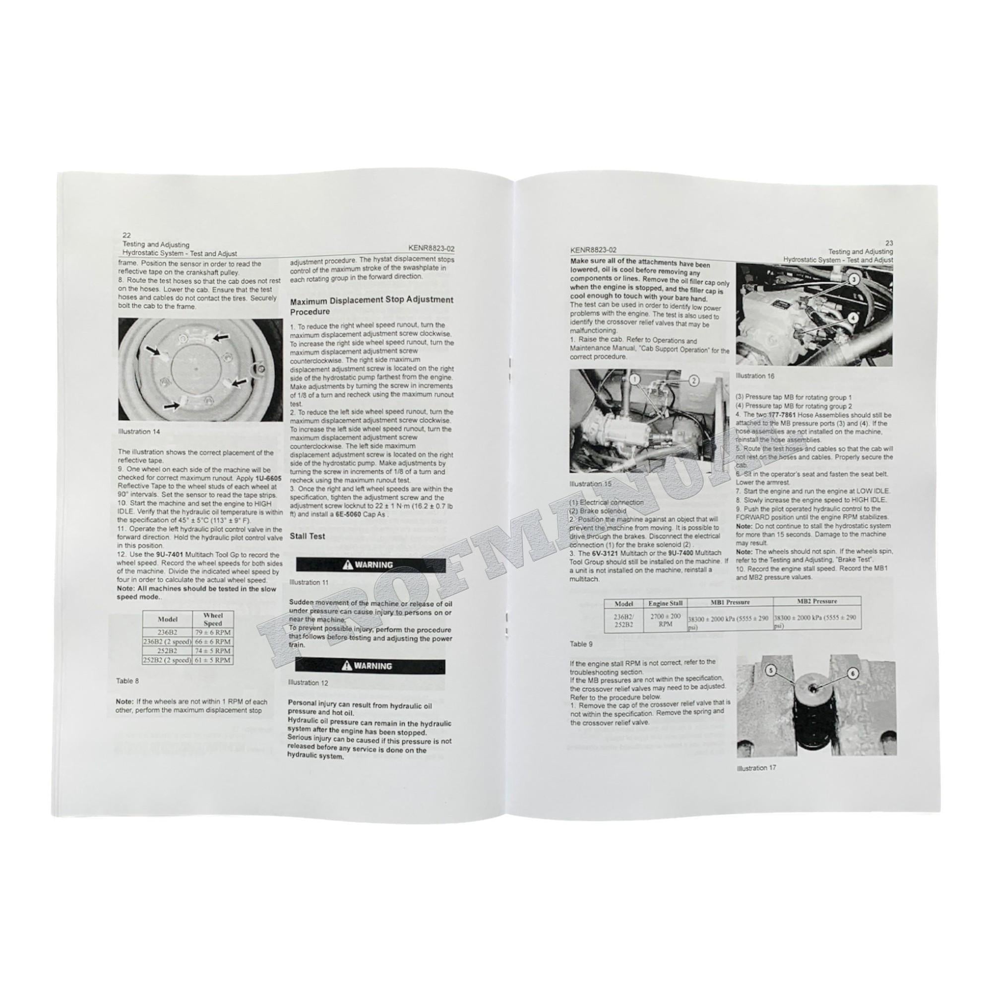 Manual de servicio del minicargador Caterpillar 236B, 236B2, 246B, 252B, 252B2 y 262B
