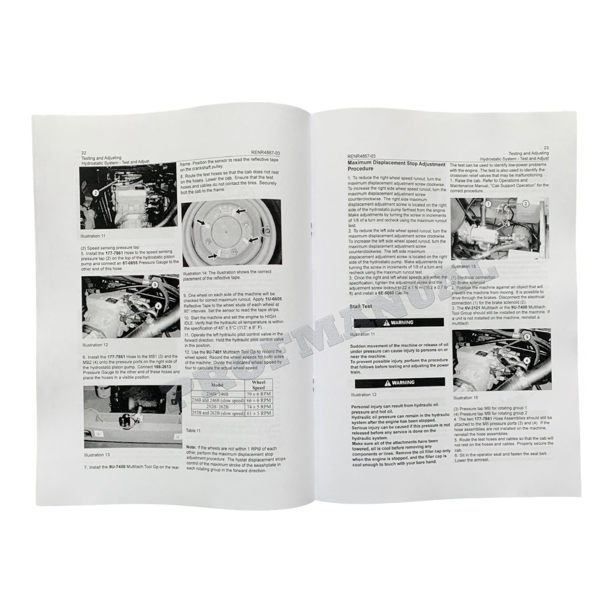 Manual de servicio del minicargador Caterpillar 236B, 236B2, 246B, 252B, 252B2 y 262B