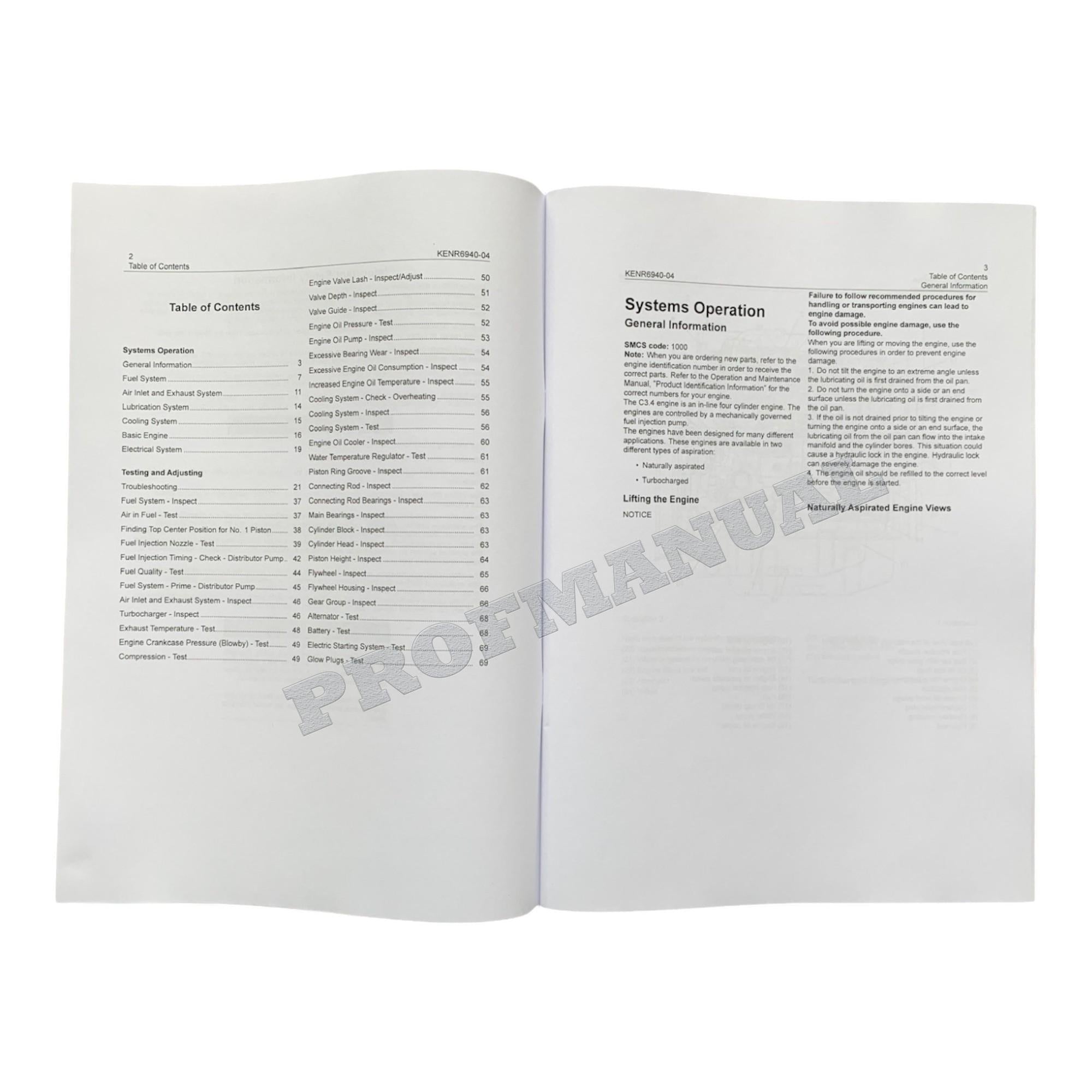 Caterpillar C3.4 3044C Engine Loader Disassem Assem Test Adjust Manual SET 7 BOOKS