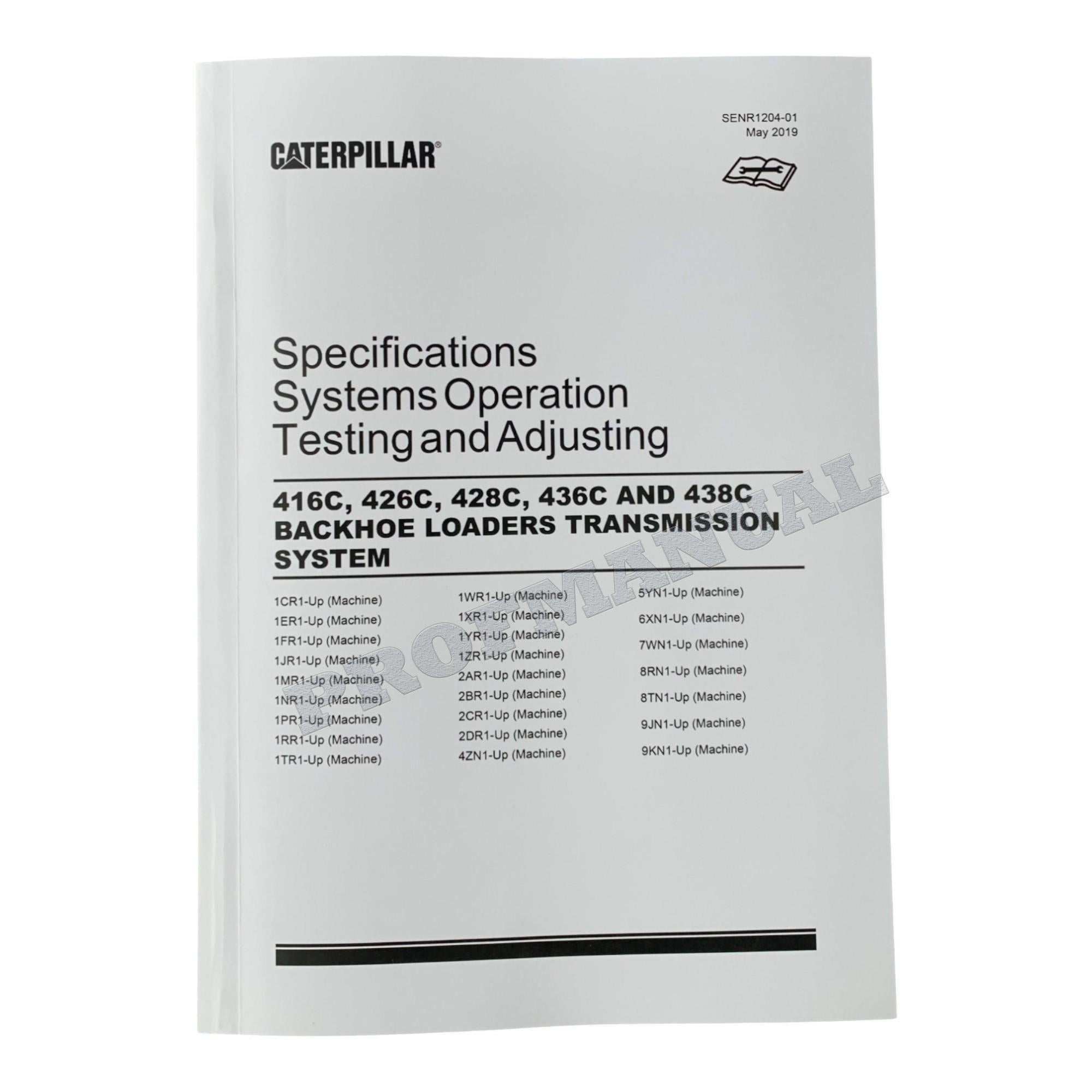 Manual de servicio completo de la retroexcavadora Caterpillar 416C, 426C, 436C, 428C y 438C (18 libros) *Enviar número de serie