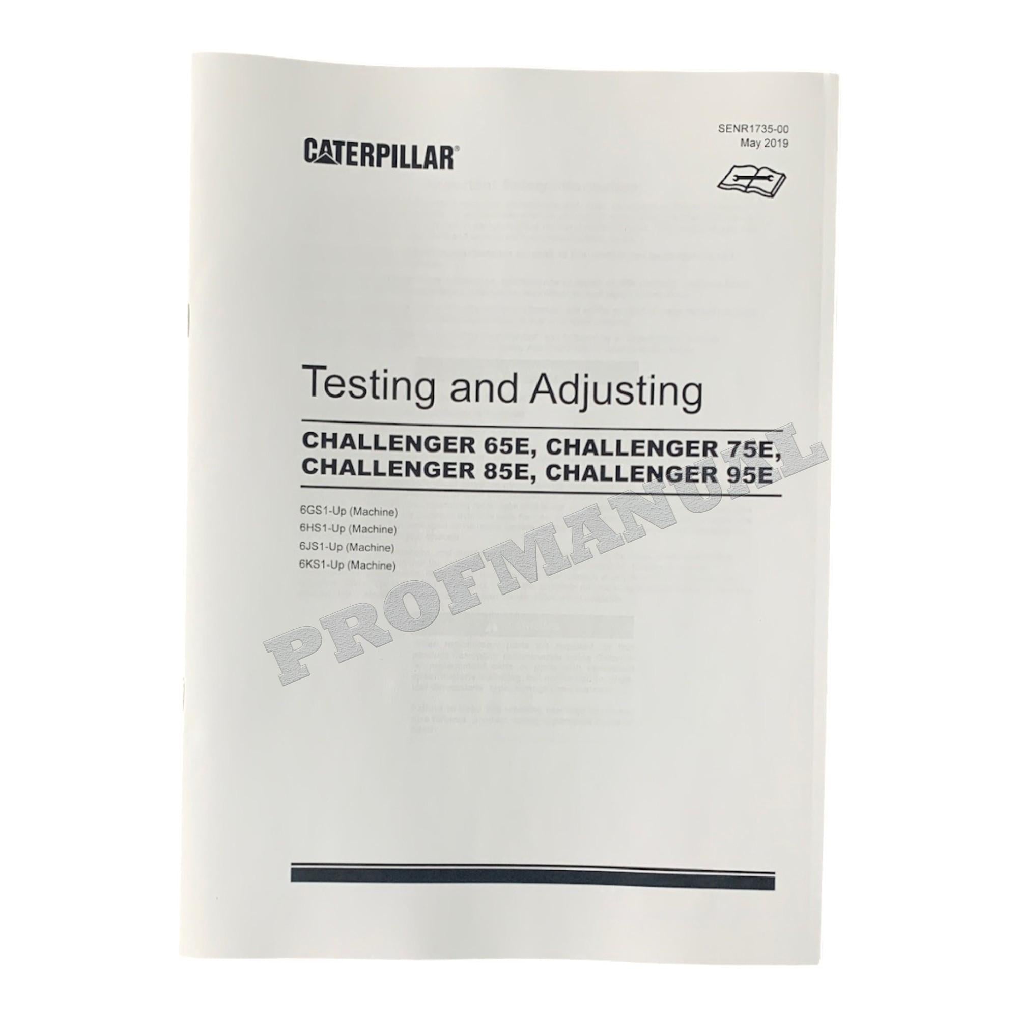 Manual de servicio completo del tractor agrícola Caterpillar Challenger 65E, 75E, 85E y 95E