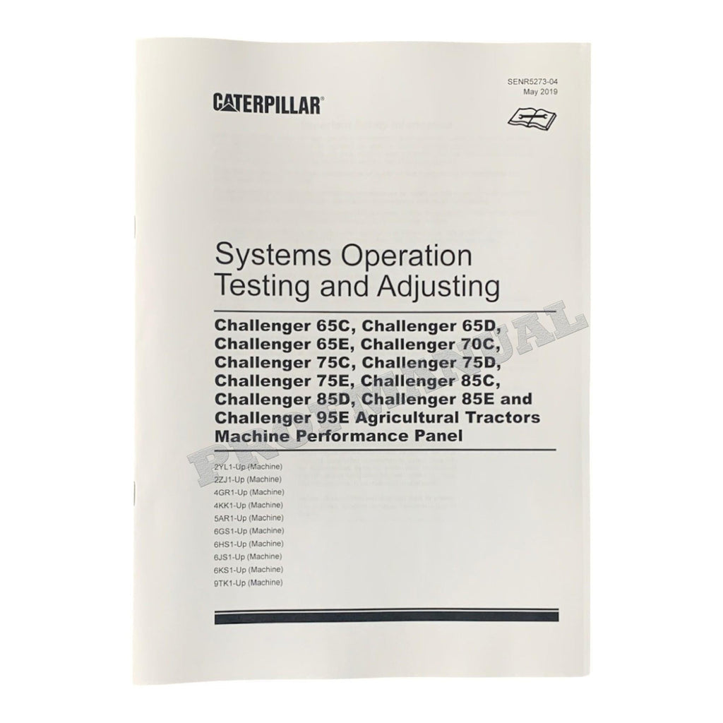 Manual de servicio completo del tractor agrícola Caterpillar Challenger 65E, 75E, 85E y 95E