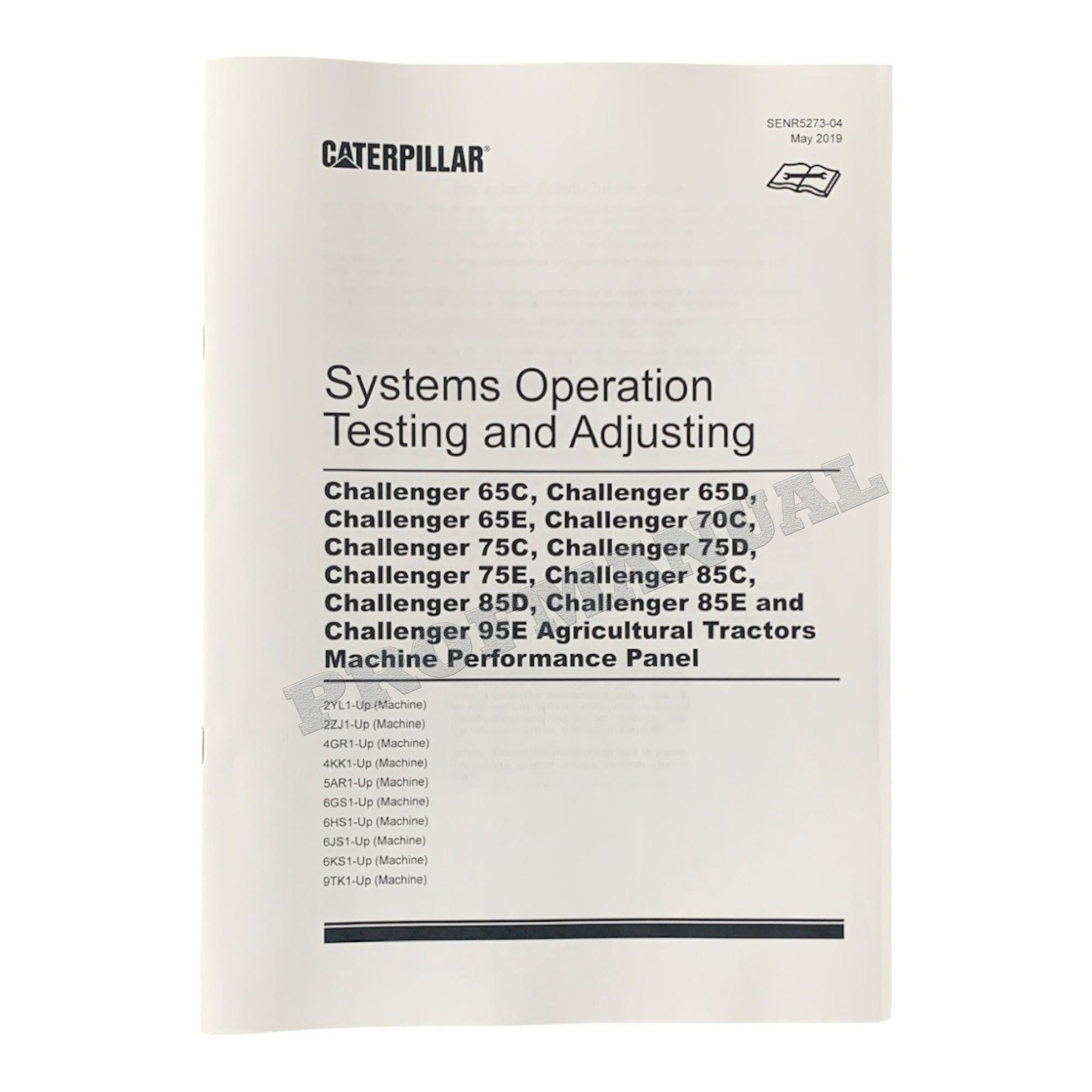 Manual de servicio completo del tractor agrícola Caterpillar Challenger 65E, 75E, 85E y 95E