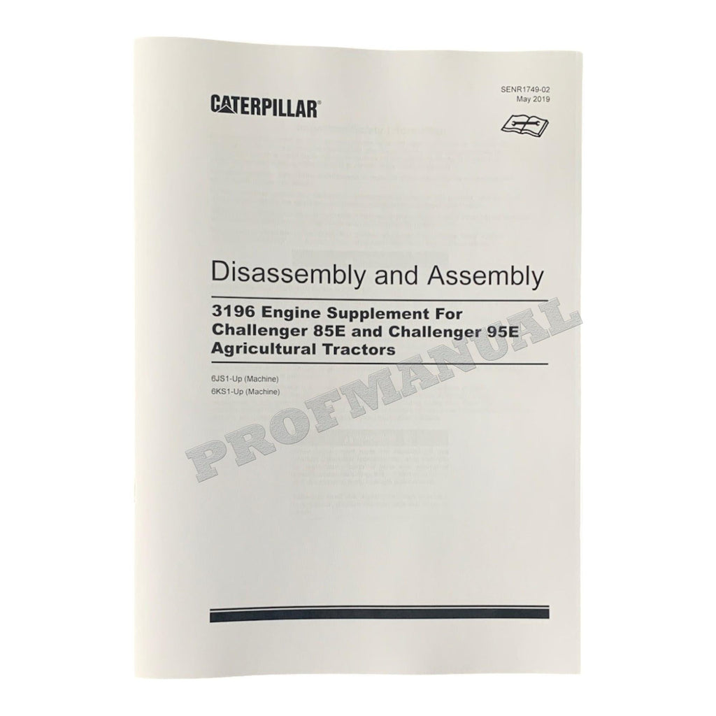 Manual de servicio completo del tractor agrícola Caterpillar Challenger 65E, 75E, 85E y 95E