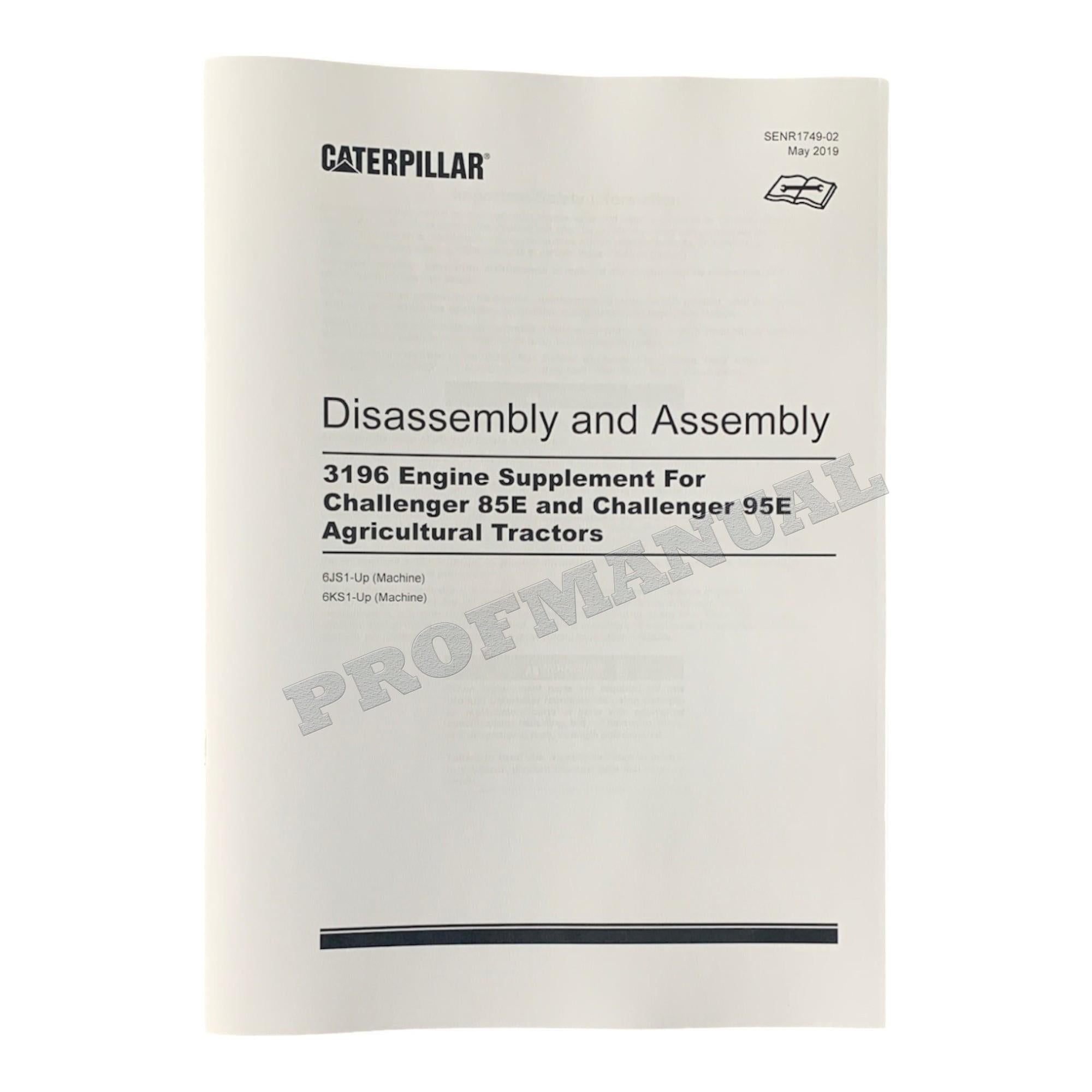 Manual de servicio completo del tractor agrícola Caterpillar Challenger 65E, 75E, 85E y 95E