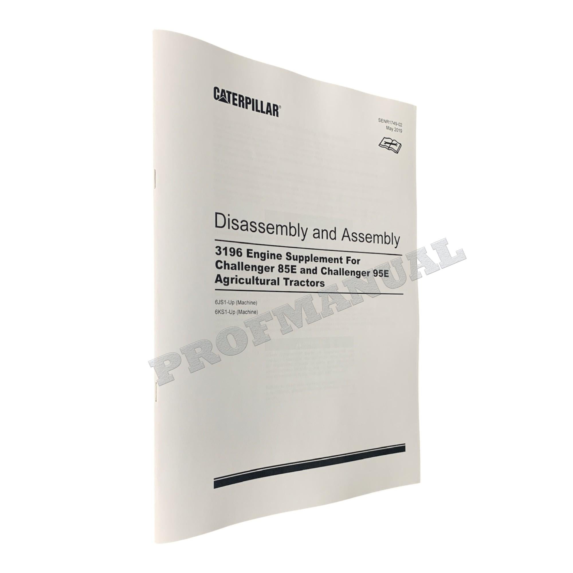 Manual de servicio completo del tractor agrícola Caterpillar Challenger 65E, 75E, 85E y 95E
