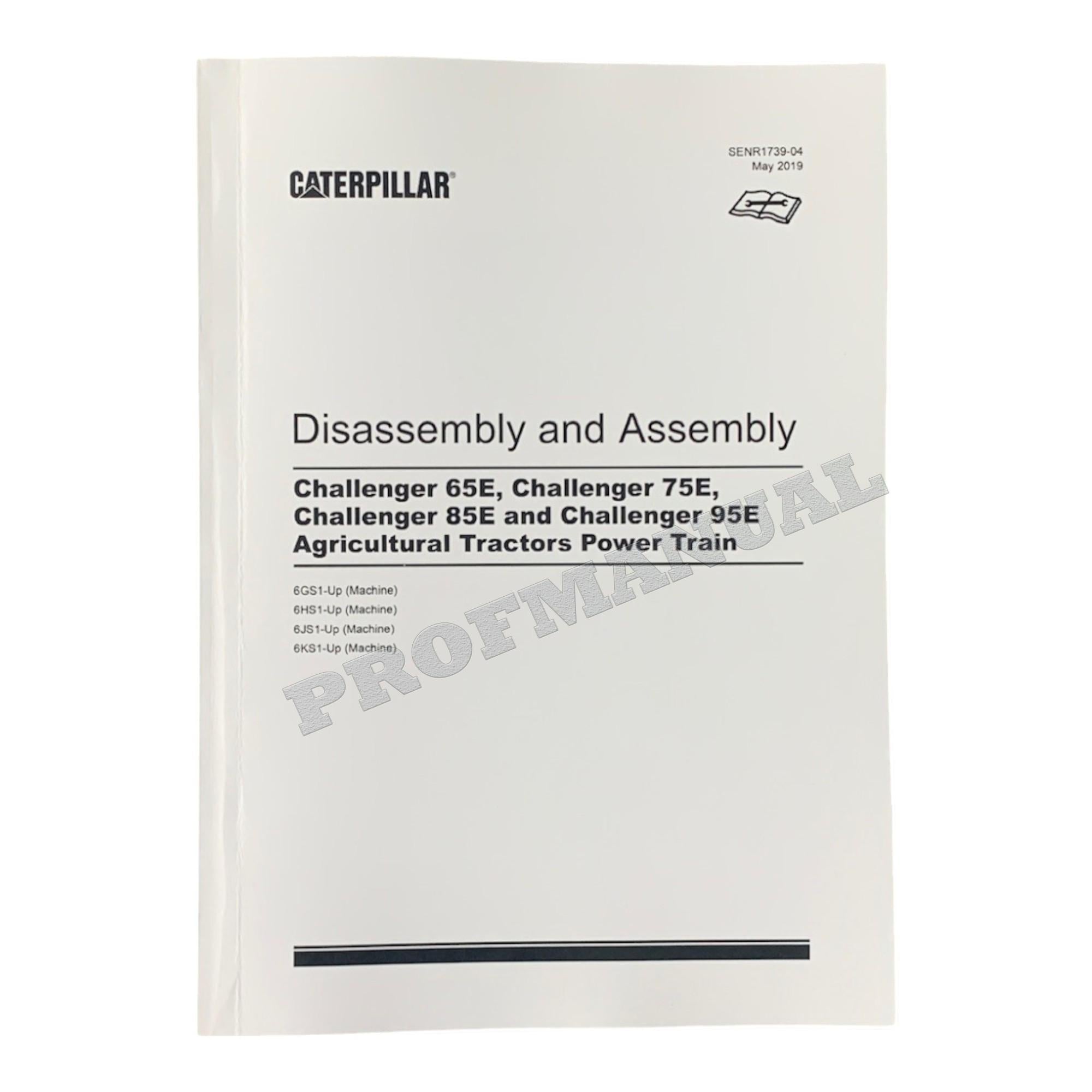 Manual de servicio completo del tractor agrícola Caterpillar Challenger 65E, 75E, 85E y 95E
