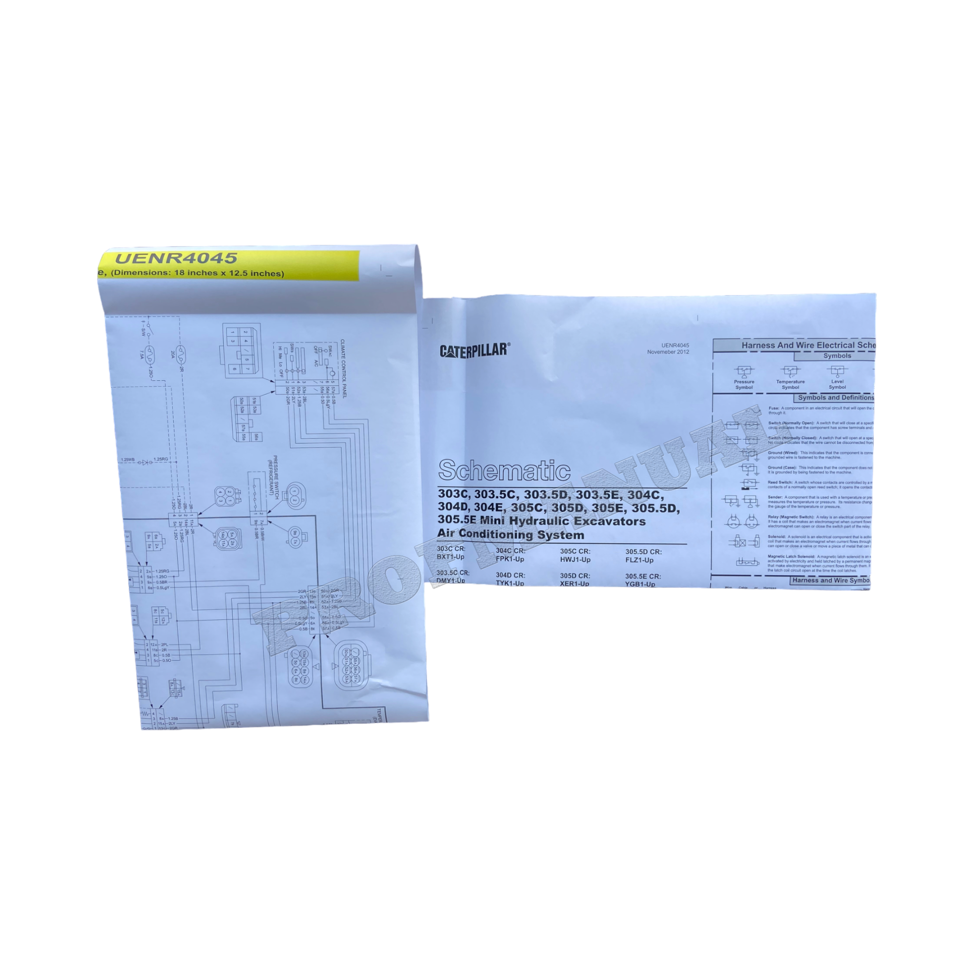 Manual de servicio esquemático del aire acondicionado Caterpillar 304E, 305C, 305D, 305E, 305.5D y 305.5E