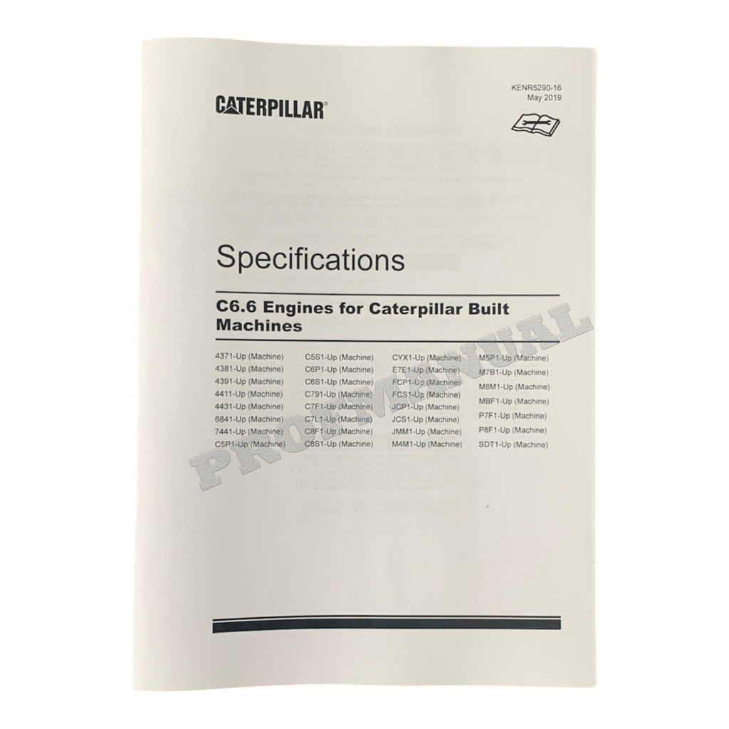 Caterpillar C6.6 Engine Disassem Assem Specif Troubleshooting Service Manual *Send SN