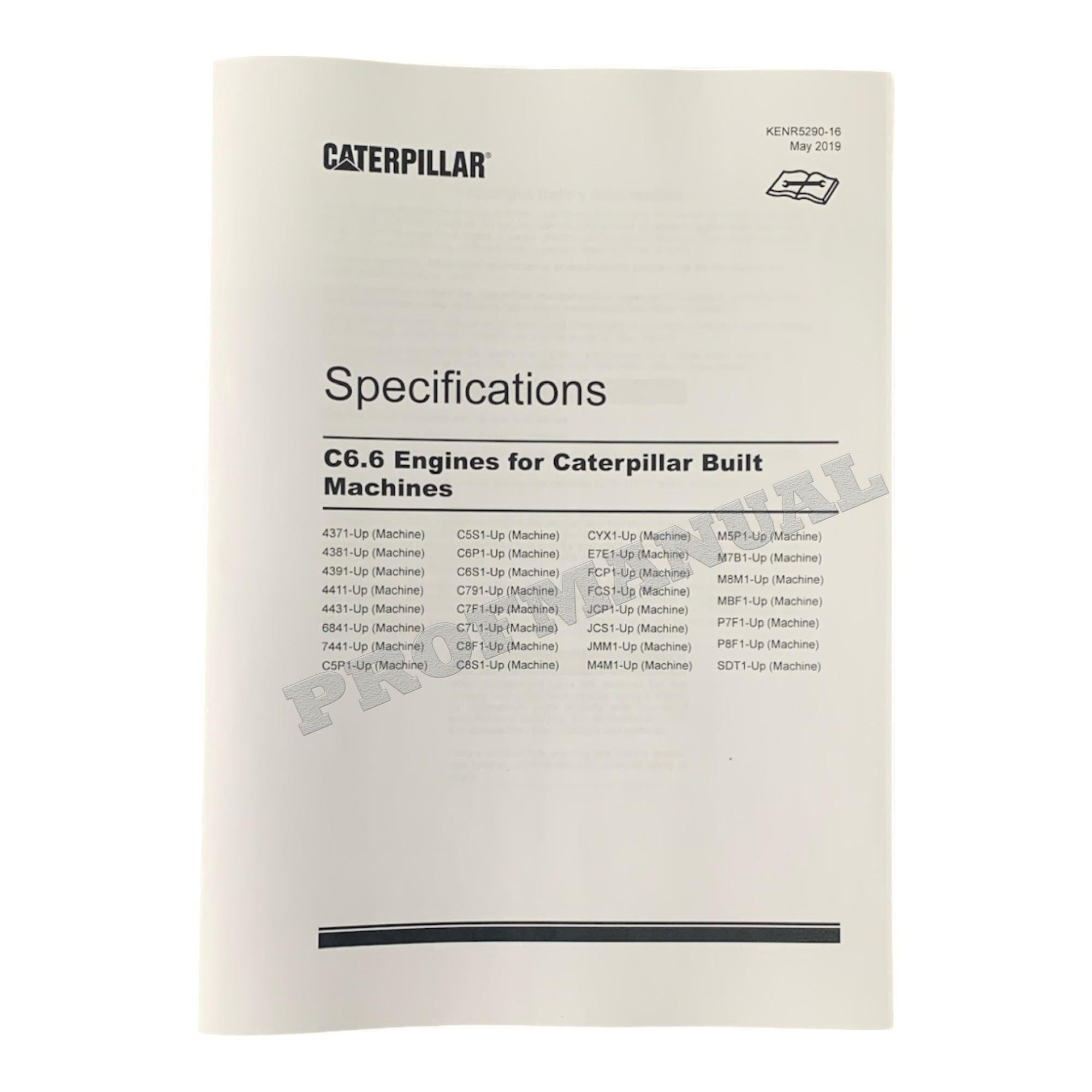 Caterpillar C6.6 Engine Disassem Assem Specif Troubleshooting Service Manual *Send SN