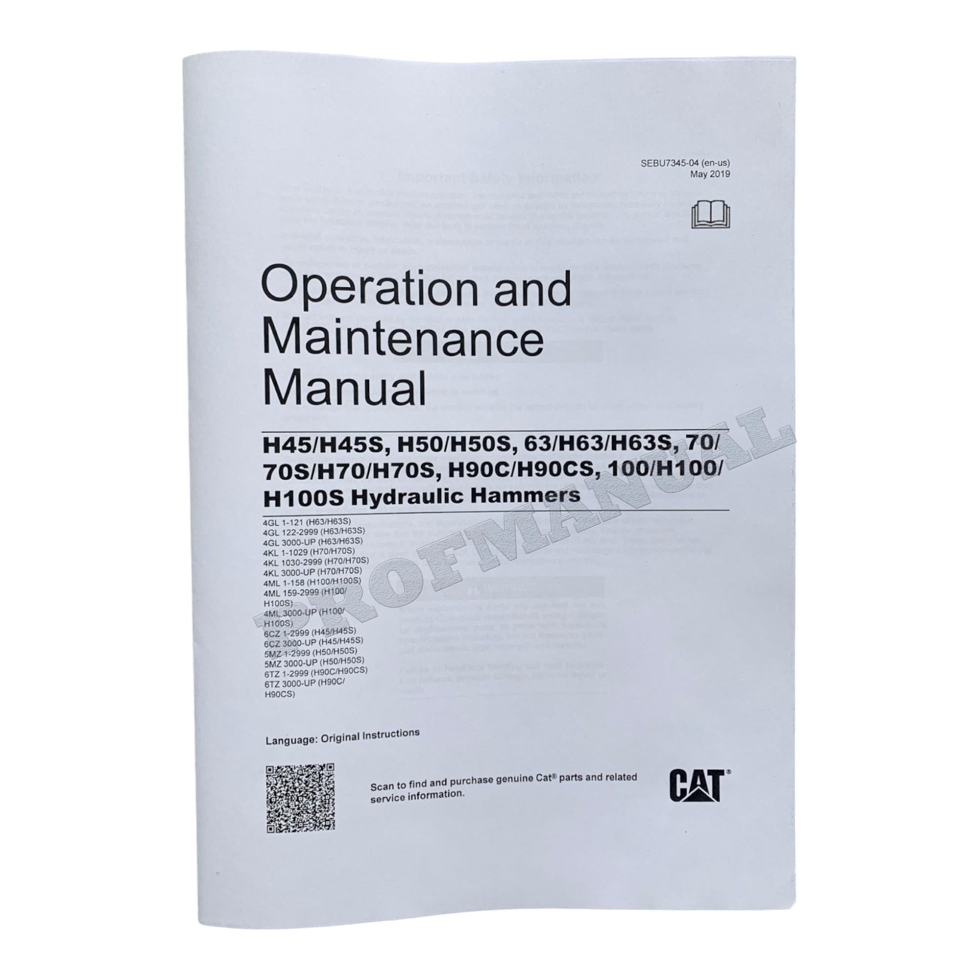 Manual de servicio completo del martillo hidráulico Caterpillar H45 H45s H50 H50s 63 H63 H63s
