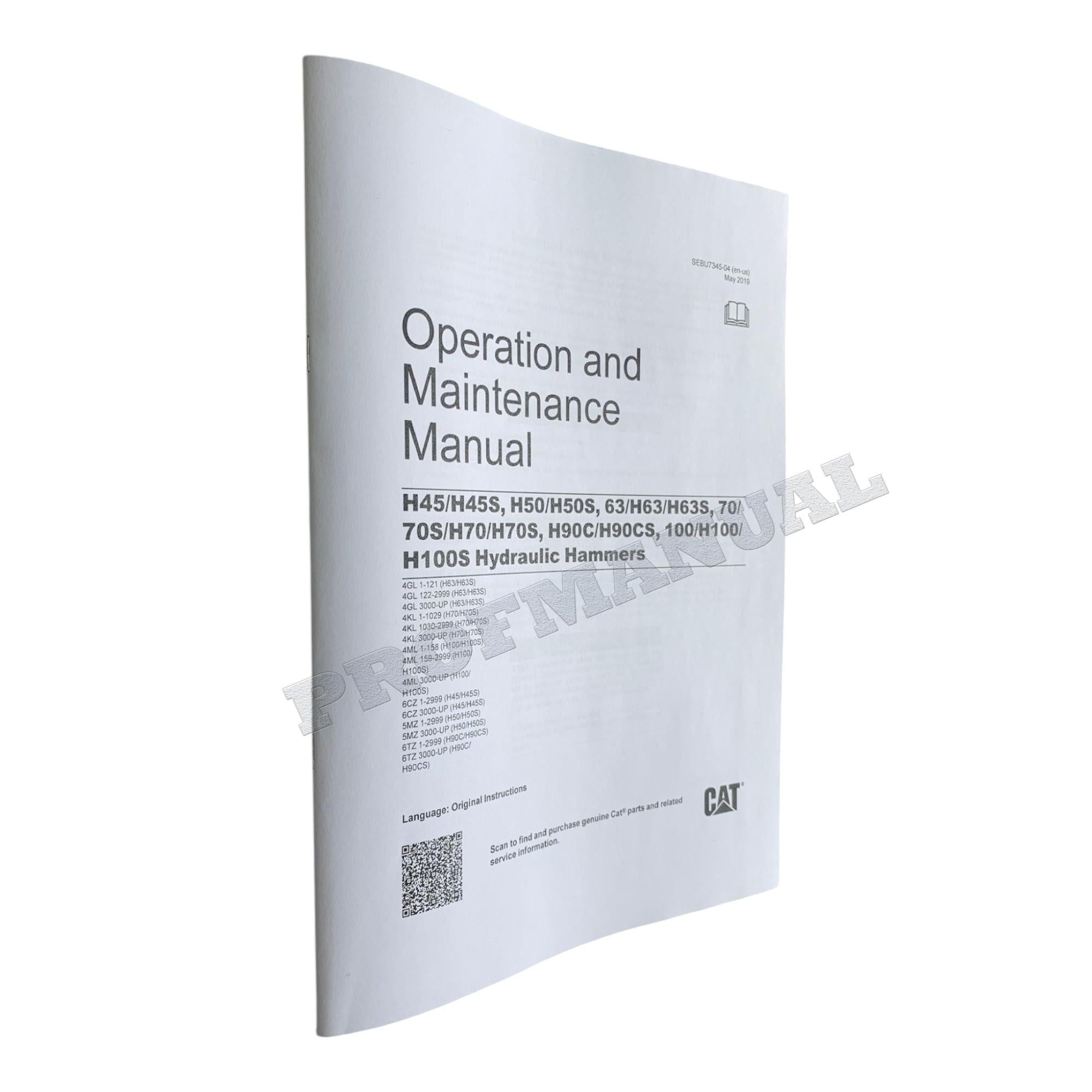Manual de servicio completo del martillo hidráulico Caterpillar H45 H45s H50 H50s 63 H63 H63s