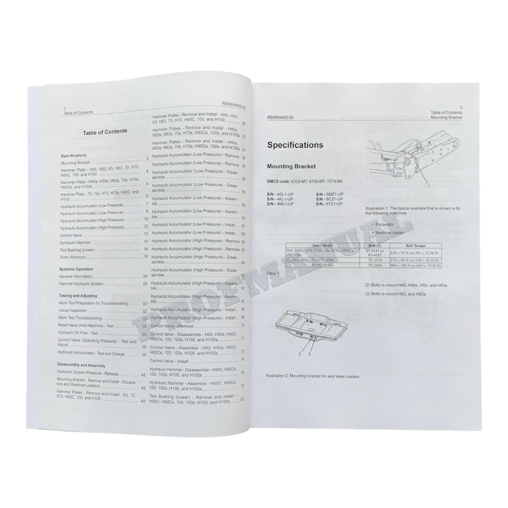 Manual de servicio completo del martillo hidráulico Caterpillar H45 H45s H50 H50s 63 H63 H63s