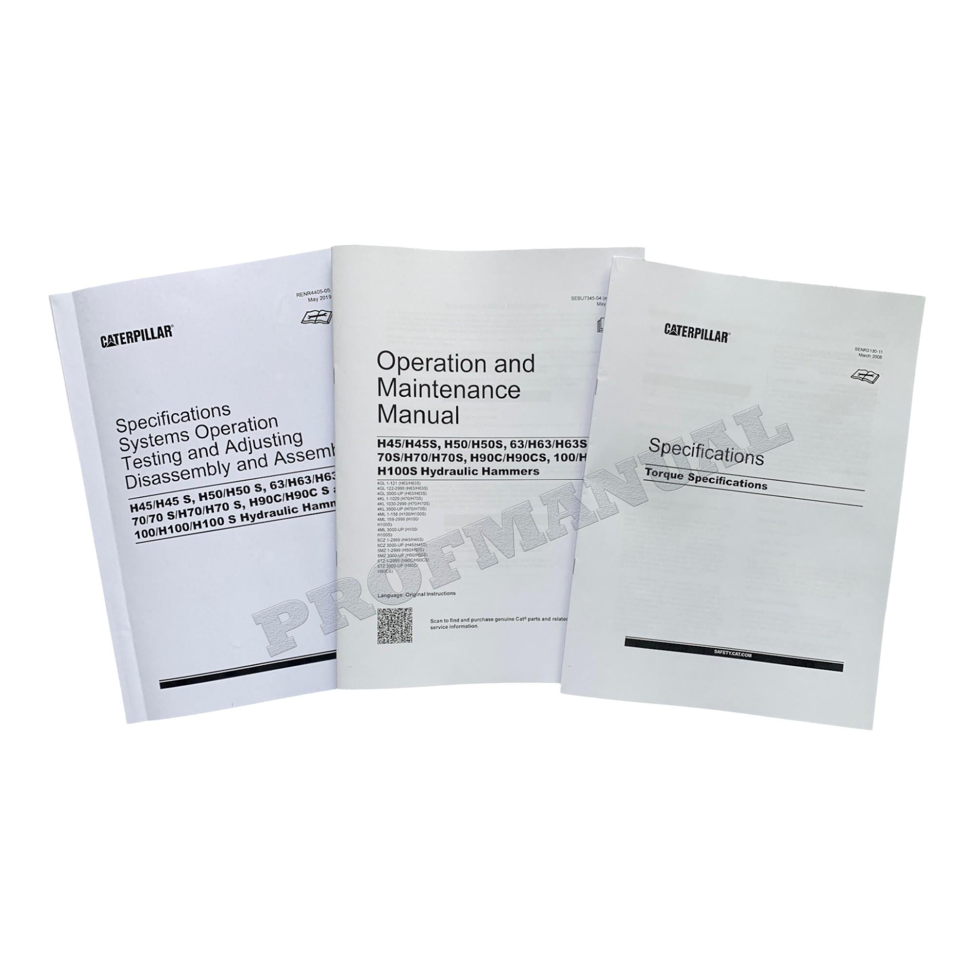 Manual de servicio completo del martillo hidráulico Caterpillar H45 H45s H50 H50s 63 H63 H63s