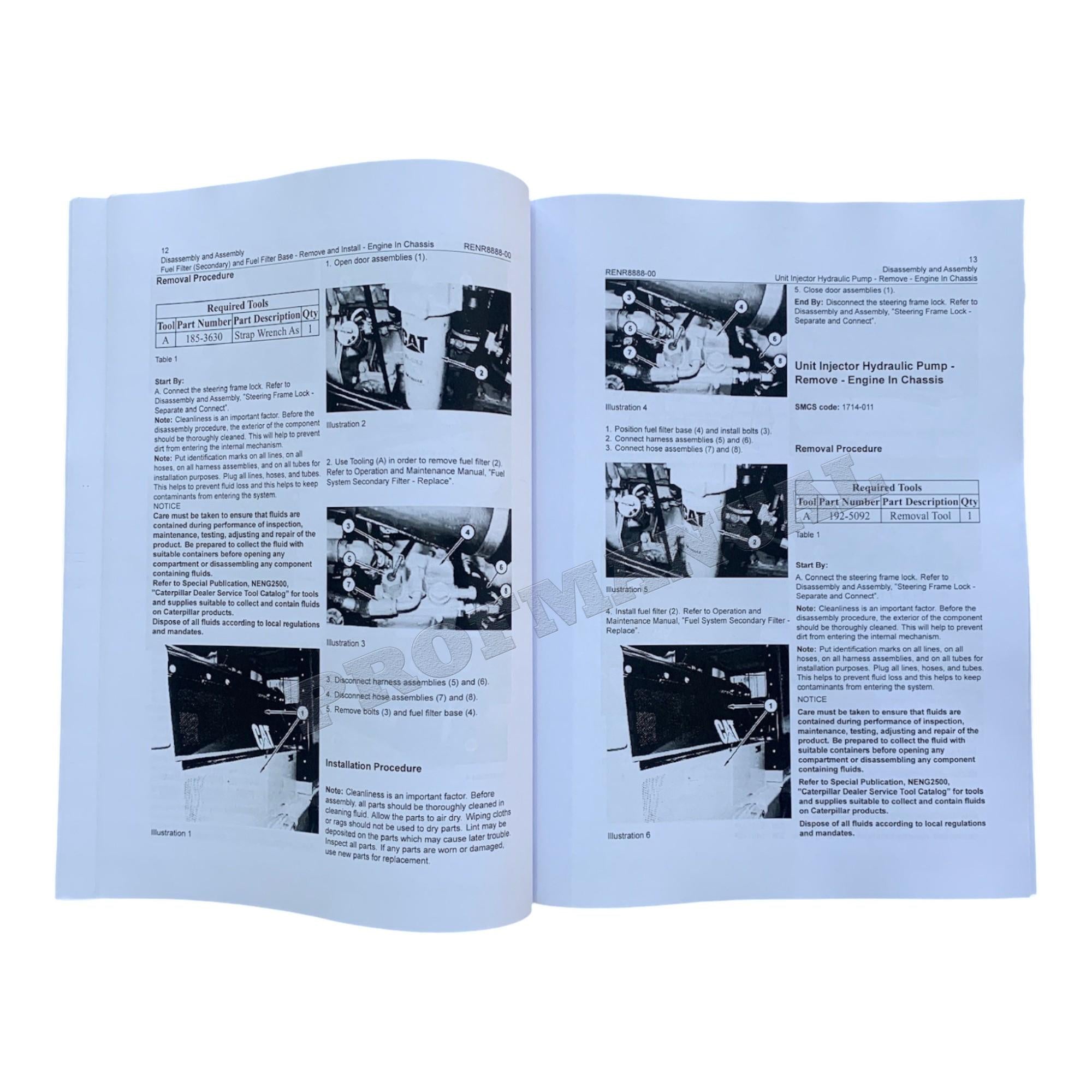 Caterpillar C7 Engine Skidder Disassem Assem Test Adjust Manual SET 5 BOOKS