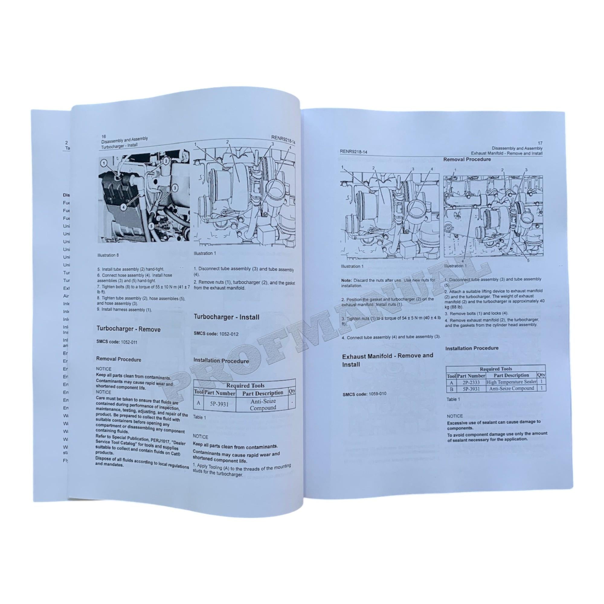 Caterpillar C7 Engine Skidder Disassem Assem Test Adjust Manual SET 5 BOOKS