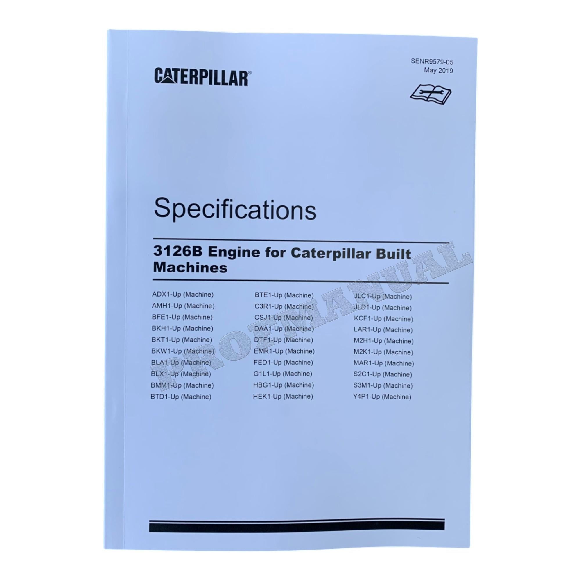 Manual de servicio completo del motor Caterpillar 3126B SNBFE 1-UP *Enviar número de serie