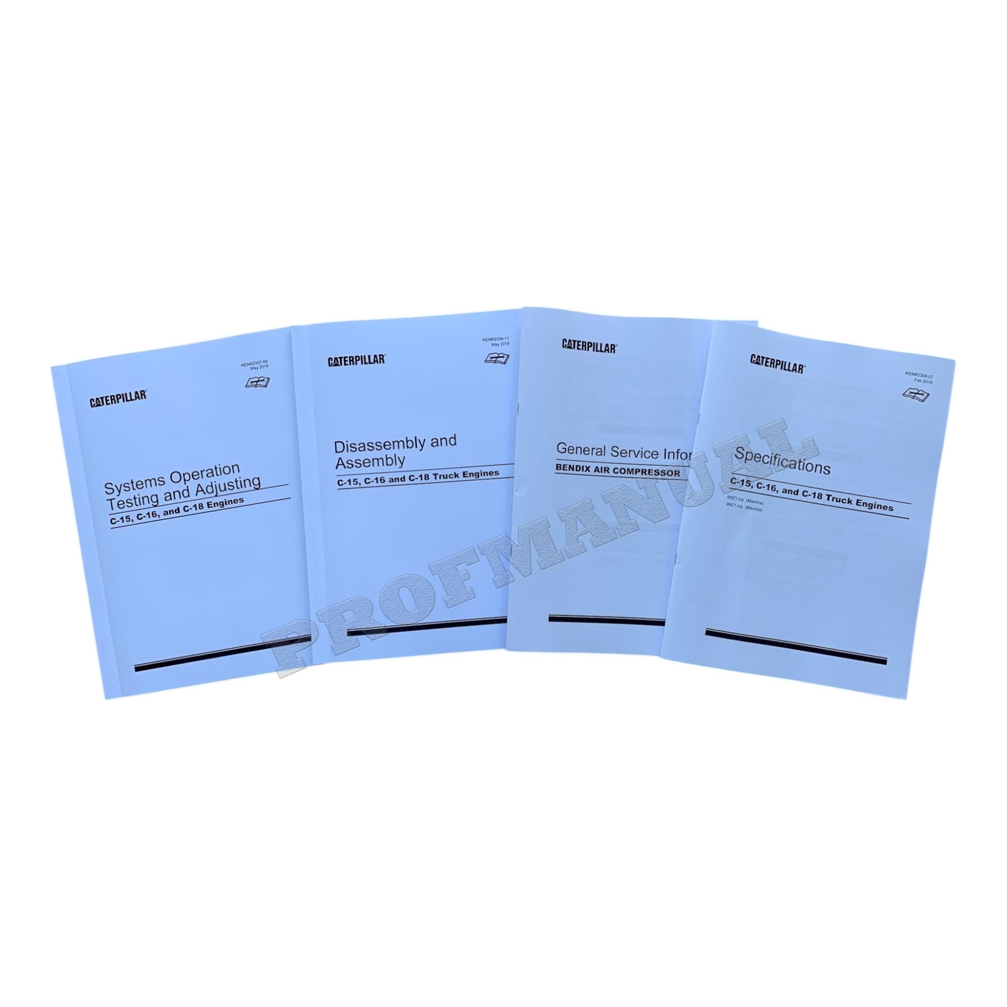 Caterpillar C-15 C-16 C-18 Truck Engine Service Manual 4books